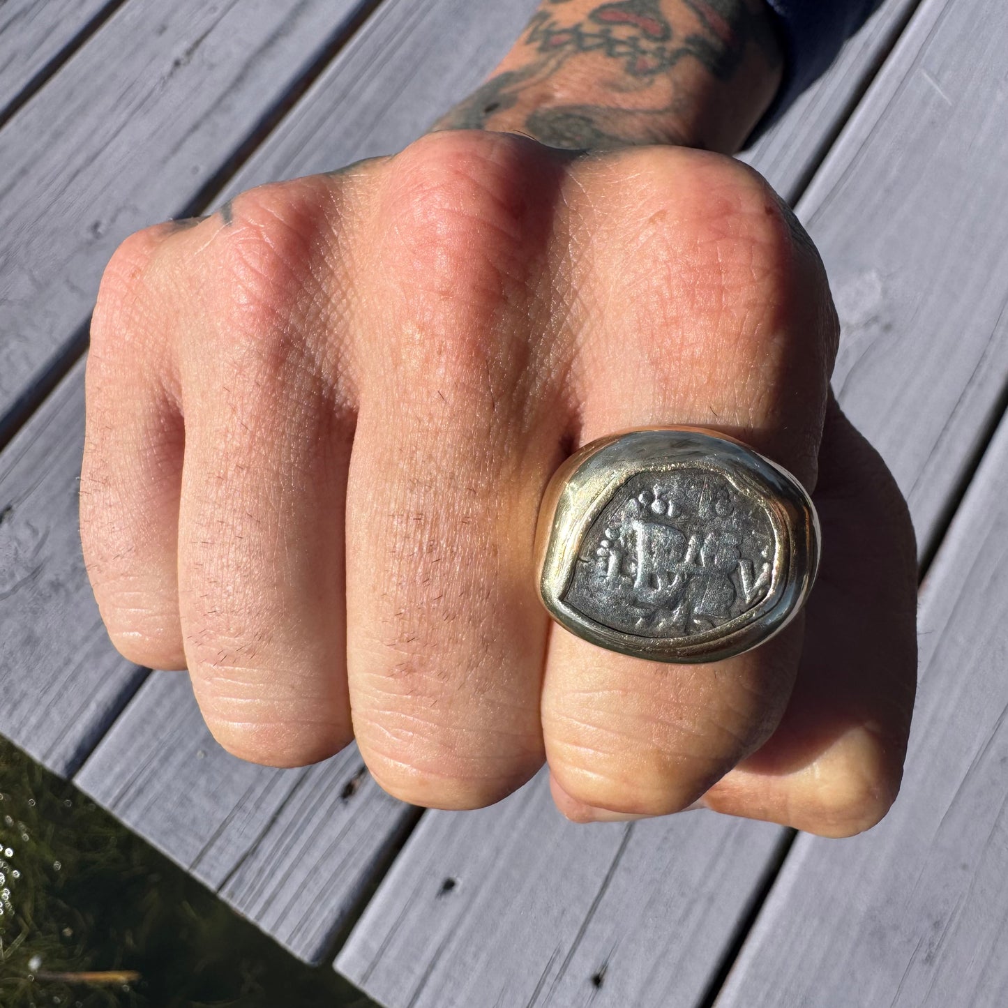 1670’s Spanish Cob 14k Yellow Gold Coin Ring (11.5)