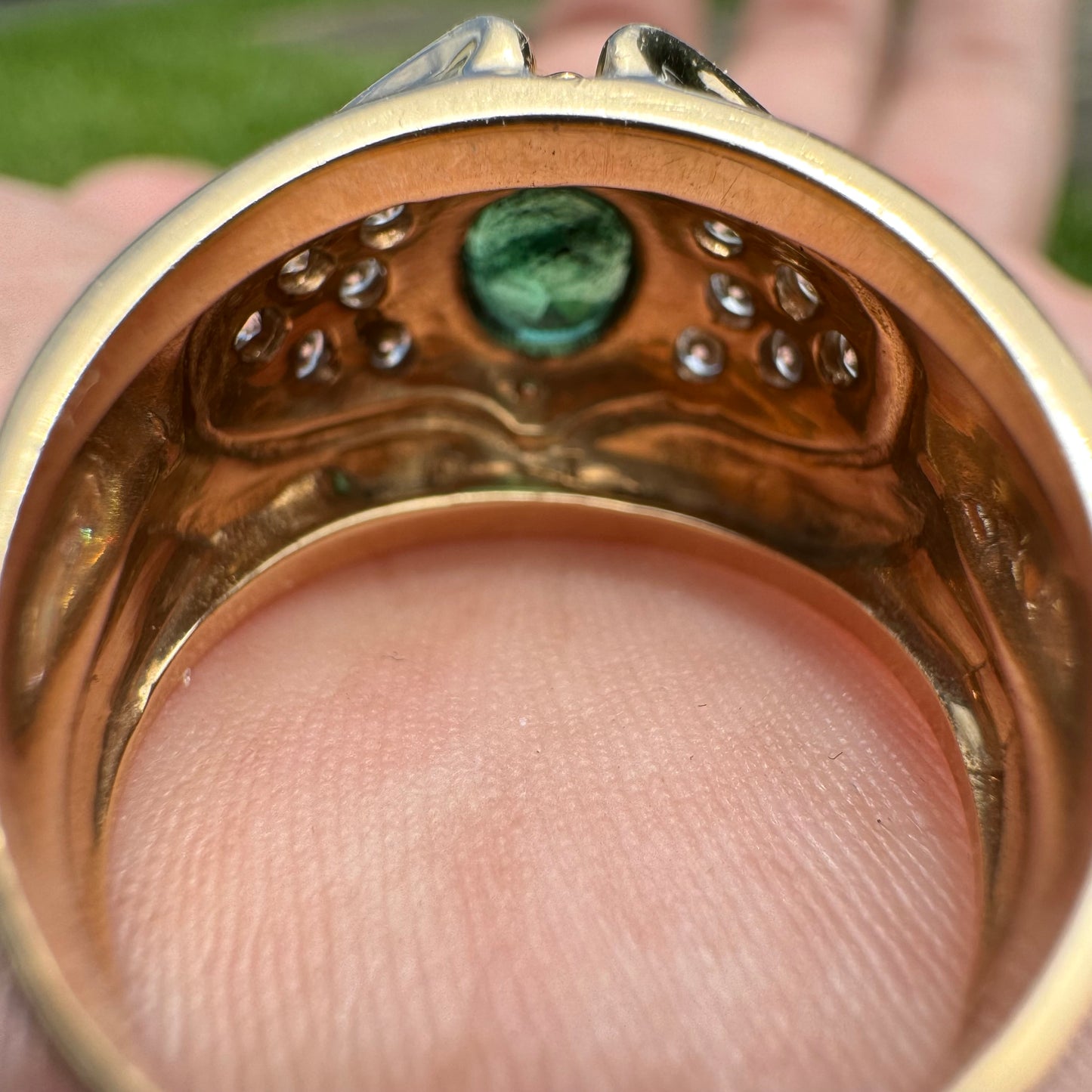 Vintage 14k Yellow Gold .80Ct Natural Columbian Emerald .50Ctw Natural VS Diamond Ring (8)