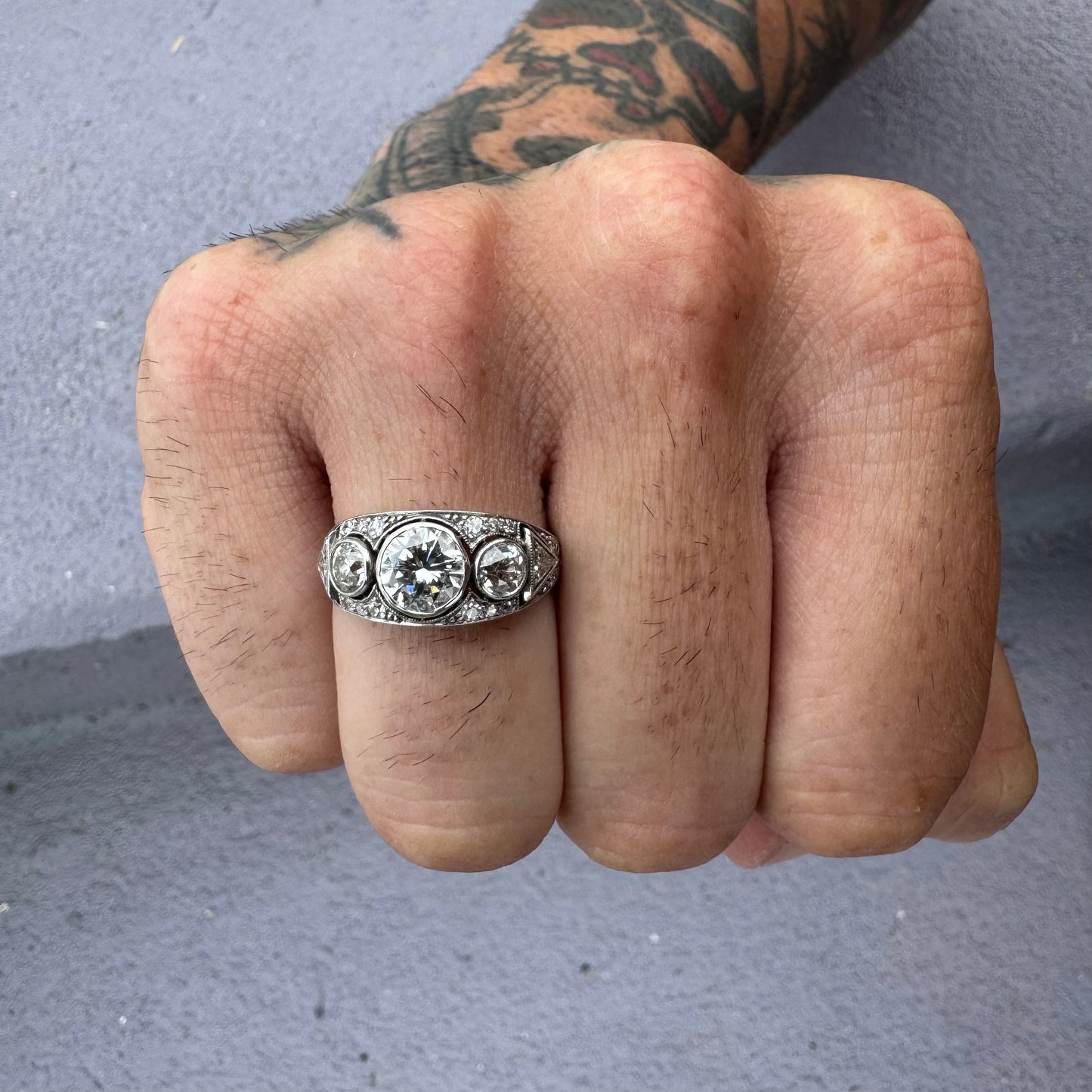 Antique Platinum 2.50ctw Natural Old Cut Diamond Ring (8)