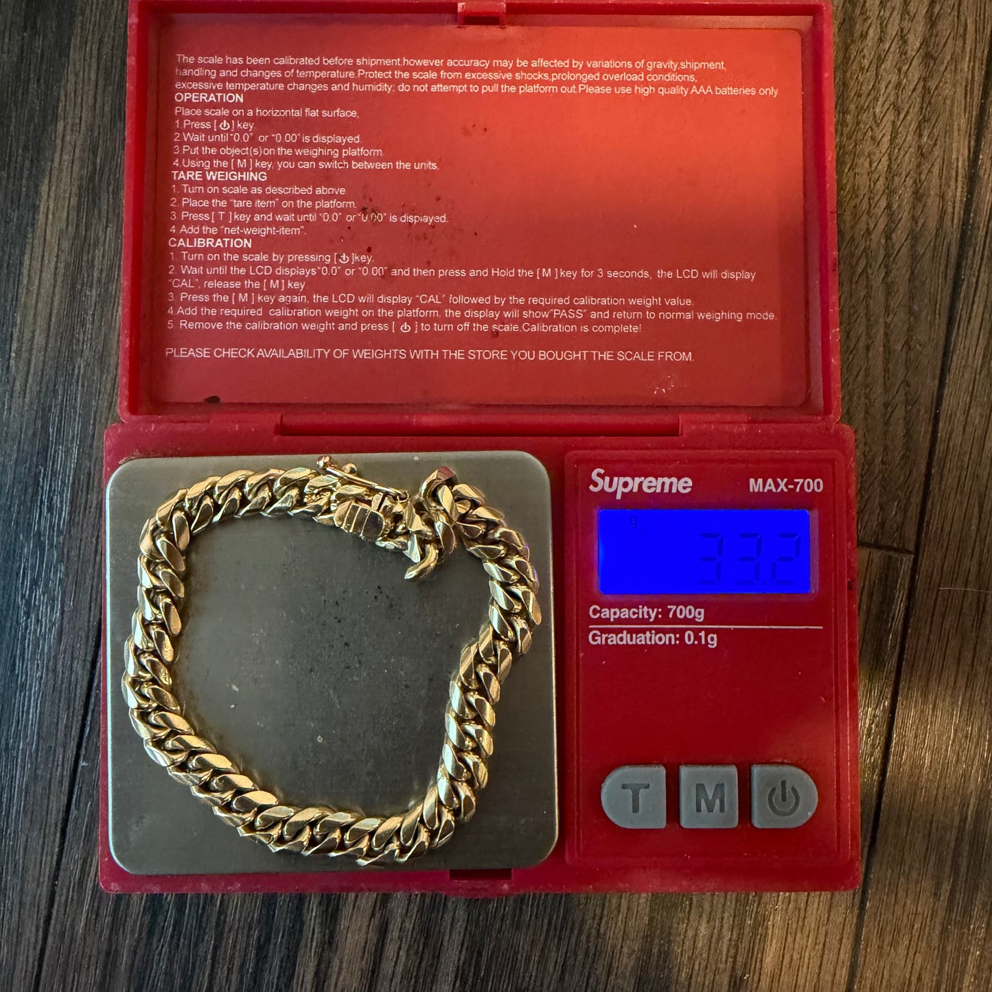 Mid-Century Solid 18k Yellow Gold Handmade Miami Cuban Link Bracelet (7.25”)