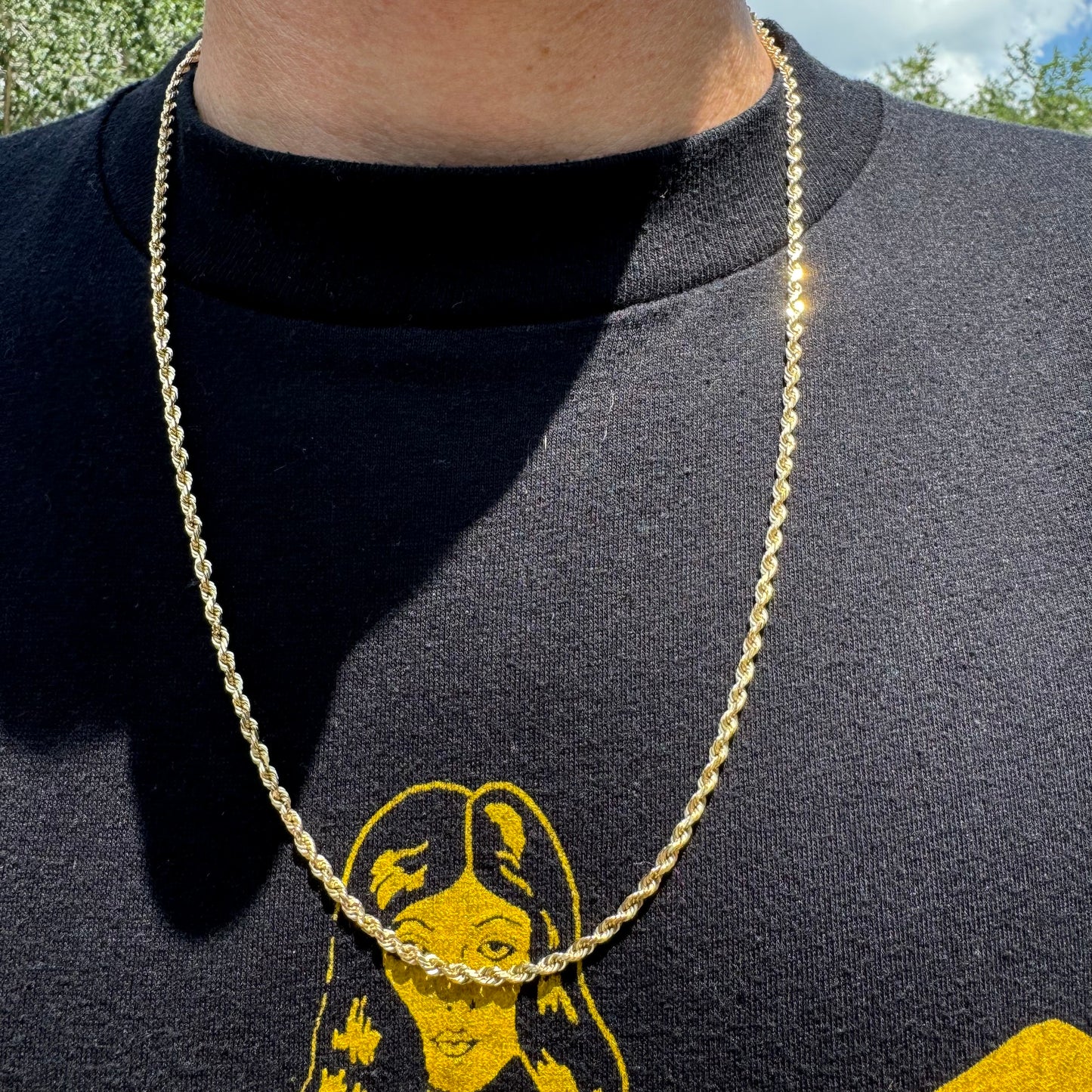 1980’s/90’s Solid 14k Diamondcut Yellow Gold Rope Chain Necklace By Michael Anthony (24”)