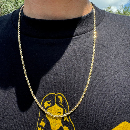 1980’s/90’s Solid 14k Diamondcut Yellow Gold Rope Chain Necklace By Michael Anthony (24”)