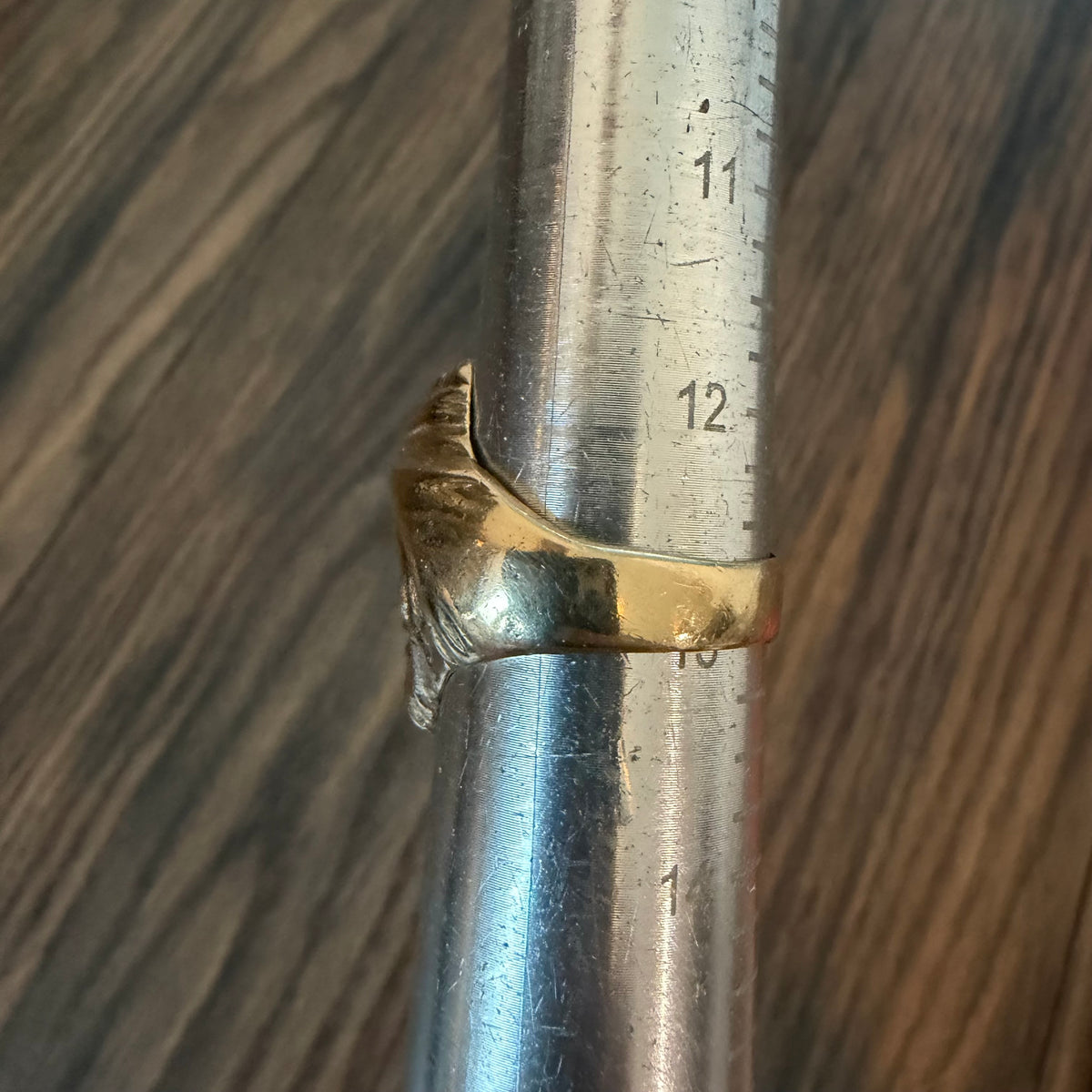 Mid-Century Solid 14k Yellow Gold Natural Diamond Heavyweight Soothsayer Ring (13)