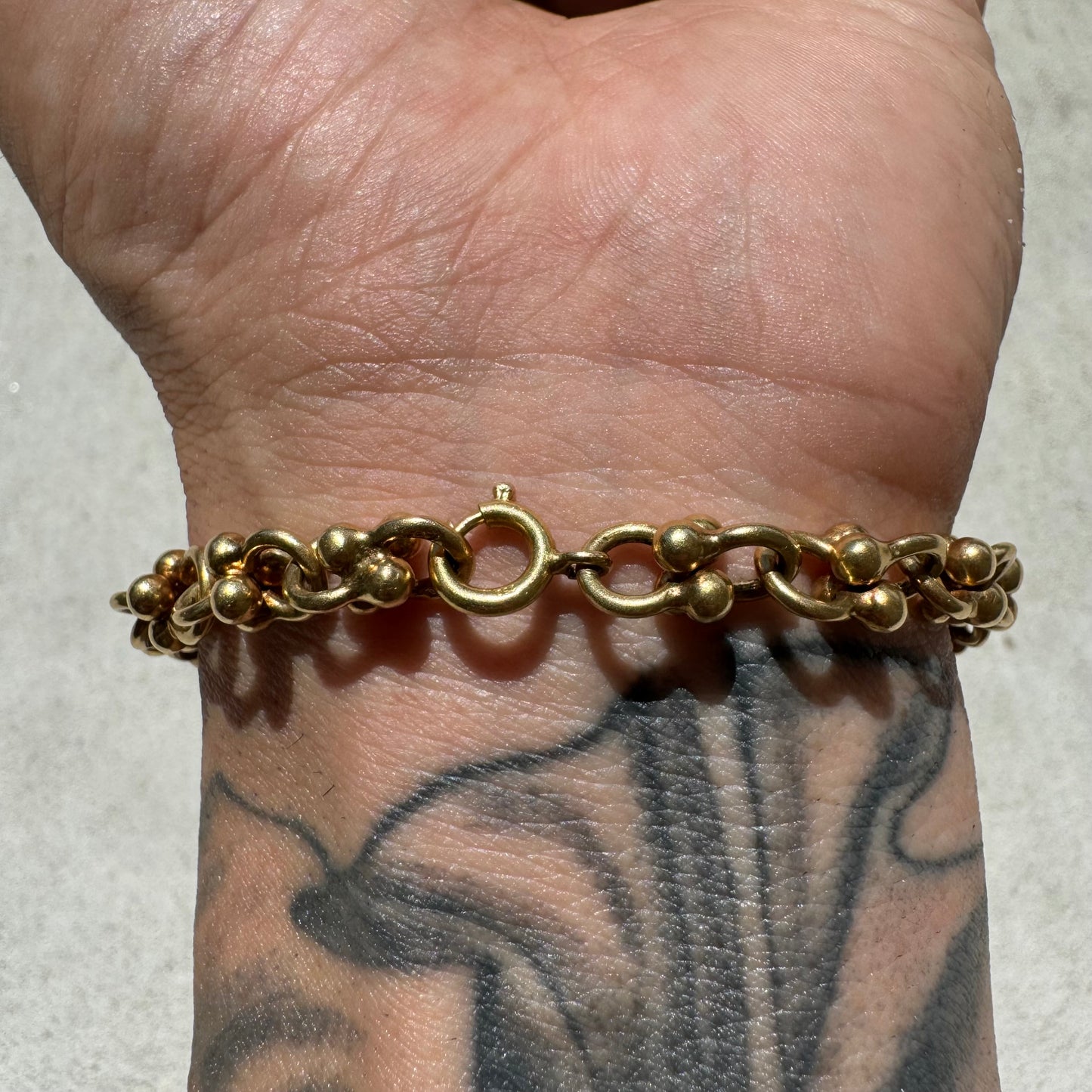 1950’s Solid 18k Yellow Italian Gold Designer Hardwear Horseshoe Link Bracelet (8”)