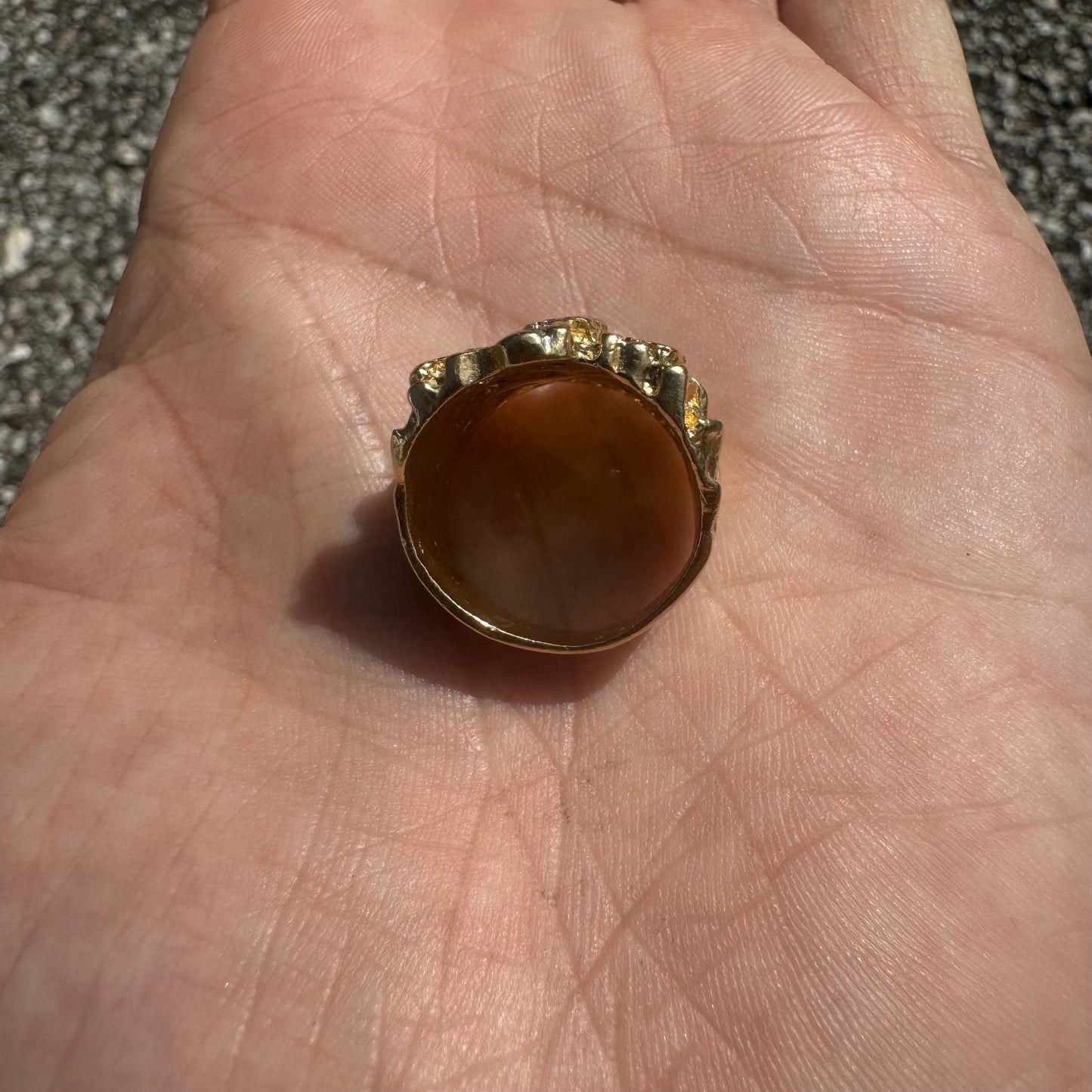 1970’s Solid 14k Yellow Gold .80ctw Natural Diamond Encrusted Brutalist Nugget Ring (6.25)