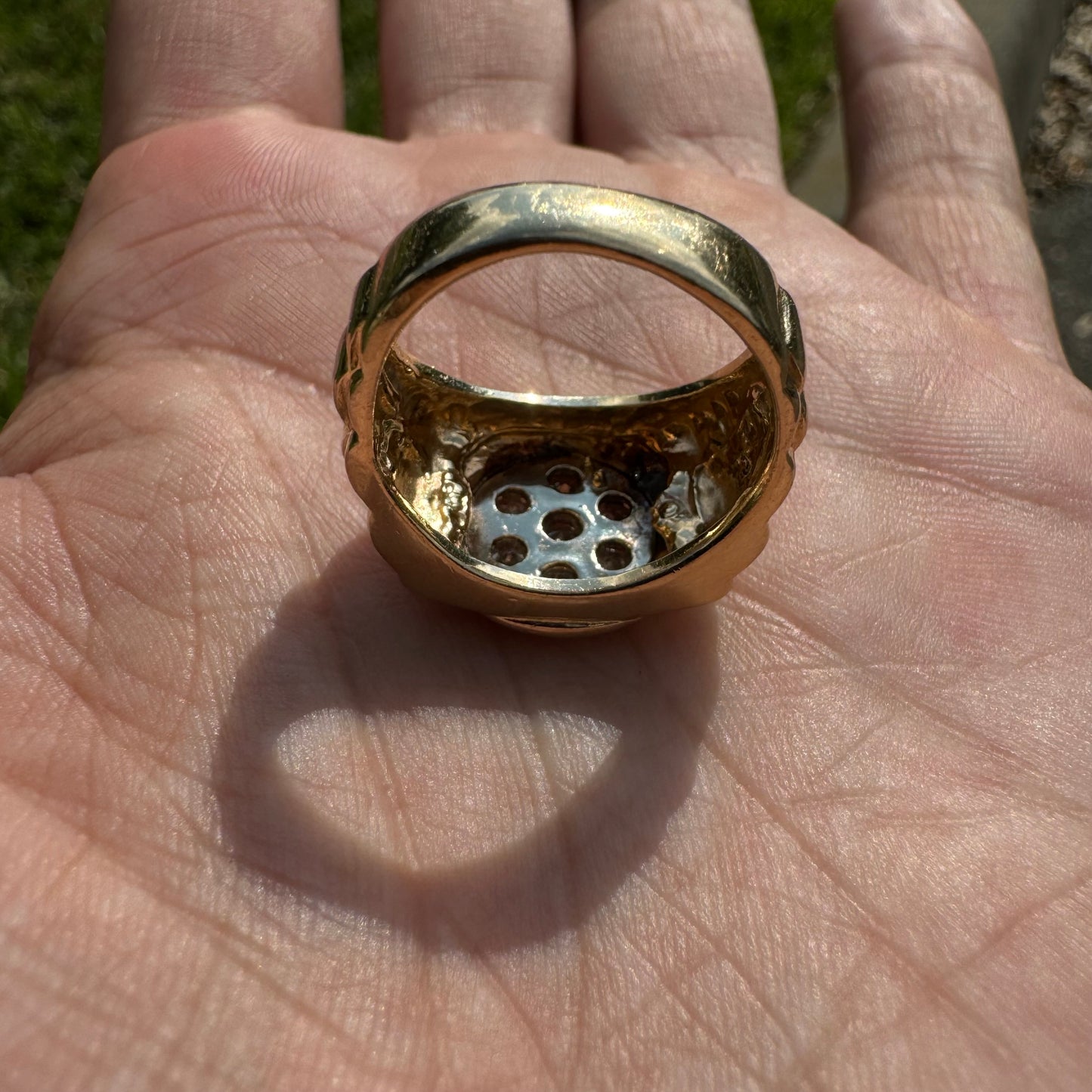 1970’s/80’s 14k Yellow Gold Rolex Style .75CTW Natural Diamond Kentucky Cluster Ring (6.5)