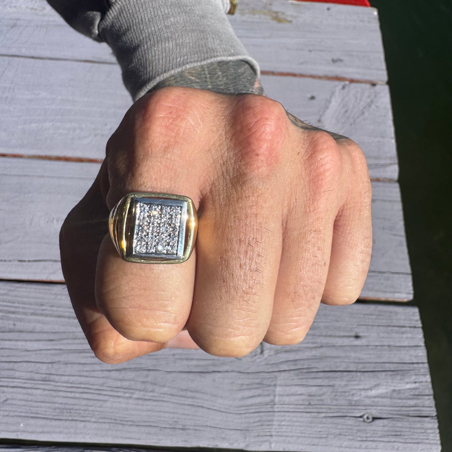 Vintage Solid 18k Gold 1.0ctw Natural VS Diamond Signet Ring (9.75)
