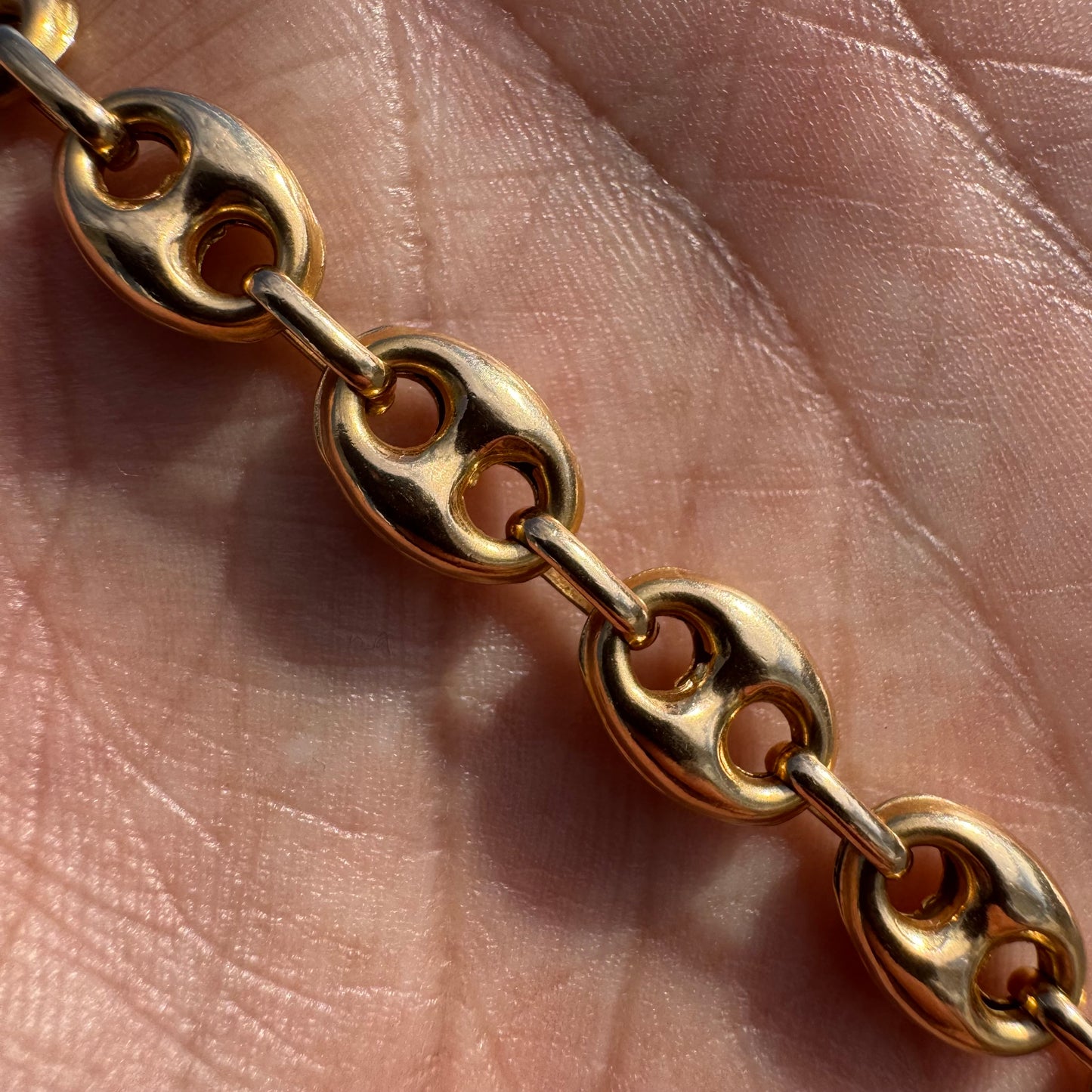 Vintage 14k Yellow Gold Italian Puffed Gucci Link Necklace (17”)