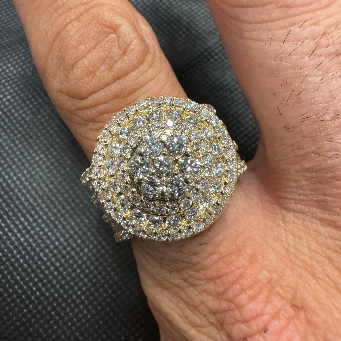 Custom 5.25ctw Natural VS Diamond Cluster 14k Yellow Gold Championship Ring (10.5)