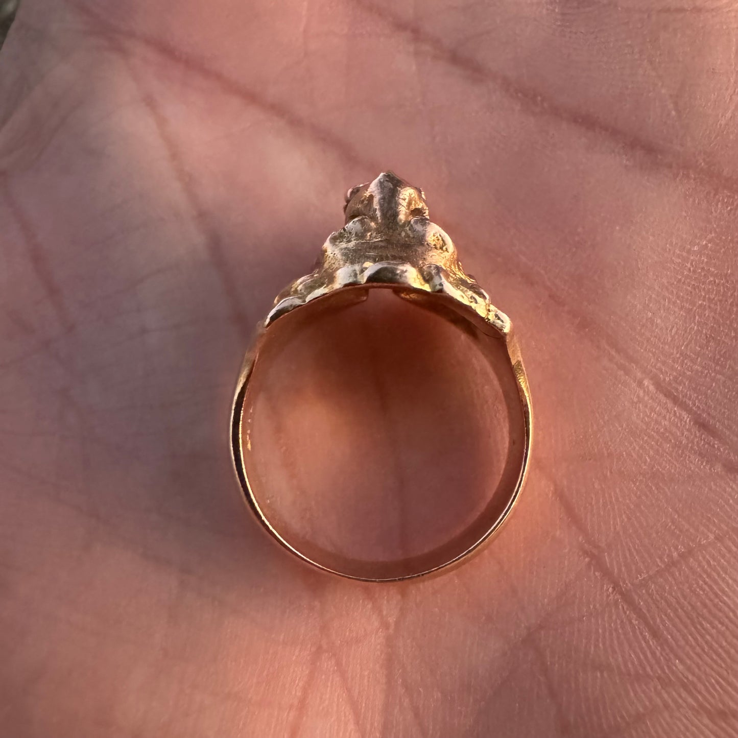 Victorian Era Solid 14k Yellow Gold .50Ct Natural Old Euro Cut Diamond Lion Ring (7.5)
