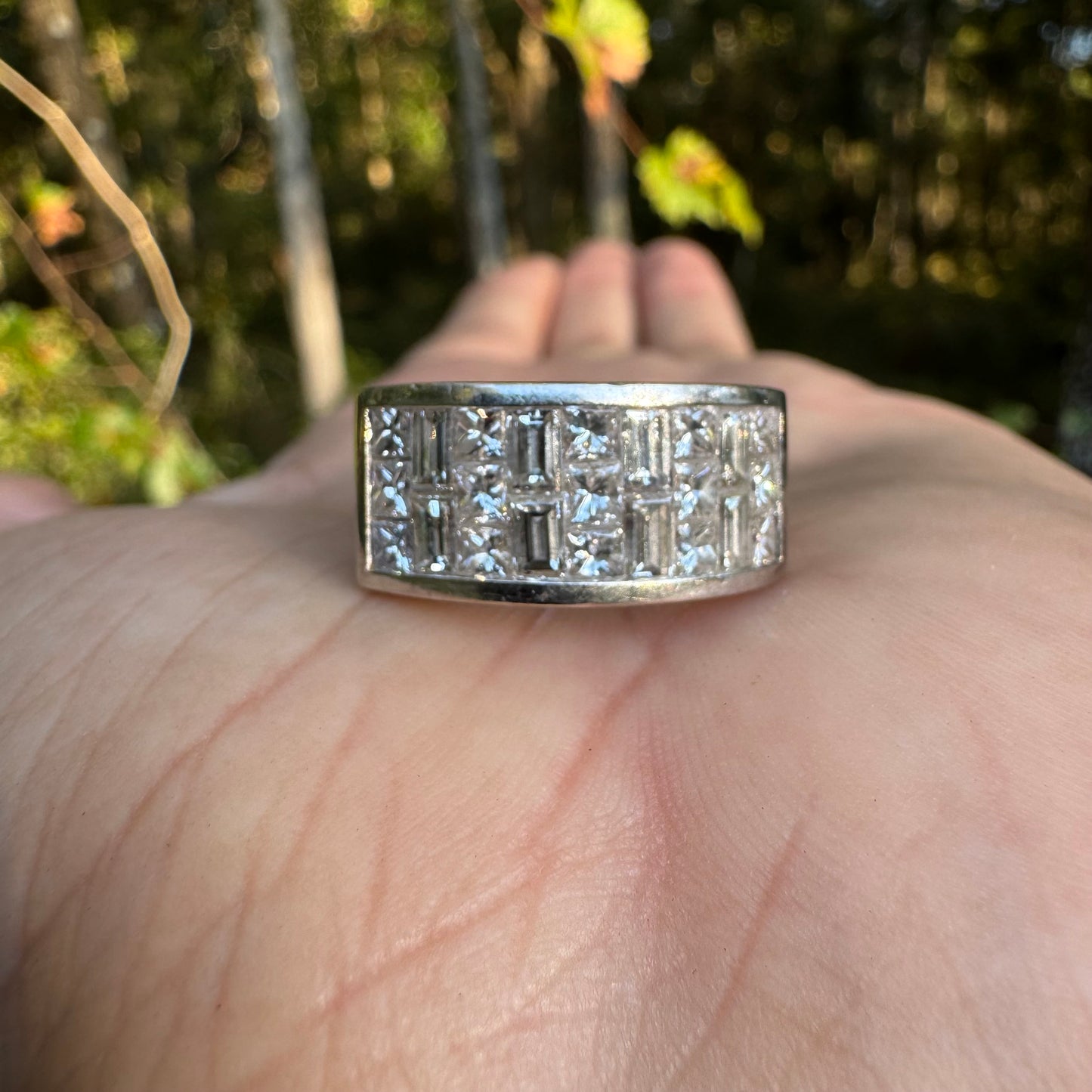 Vintage Solid 18k White Gold Invisible Set 2.5ctw VS Natural Diamond Ring (7)