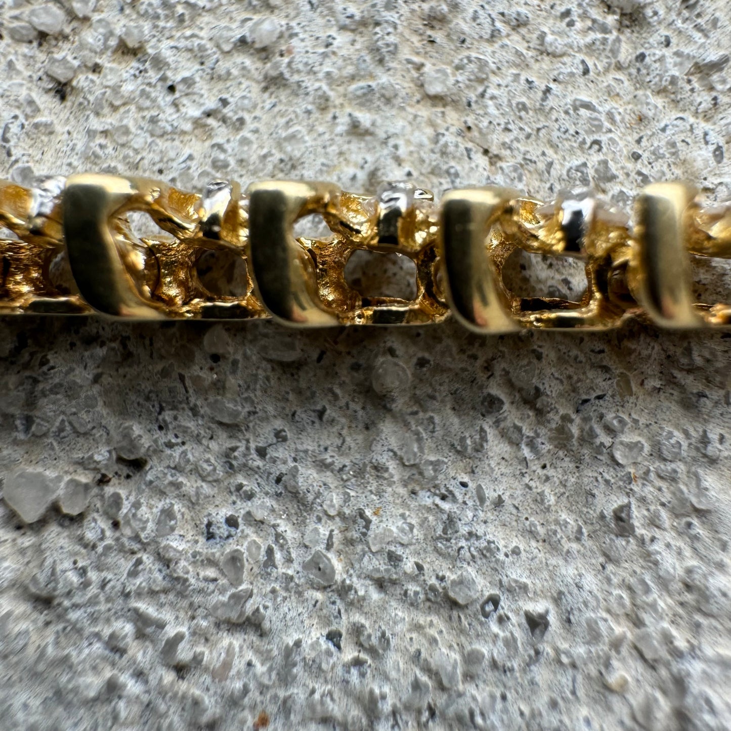 Vintage 14k Yellow Gold 2.0CTW Natural Diamond S-Link Tennis Bracelet (7.5”)