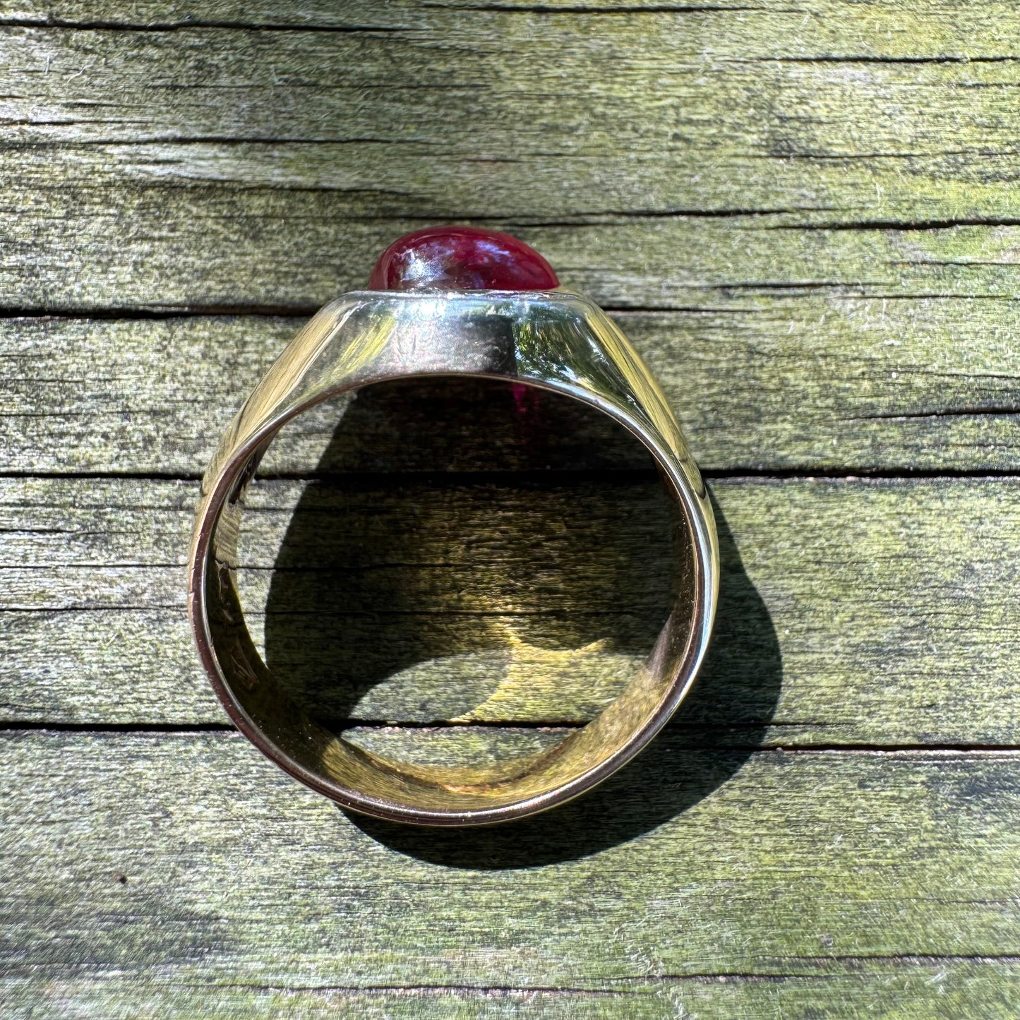 Vintage 14k Yellow Gold Tony Soprano Natural Diamond & Rhodolite Garnet Pinky Ring
