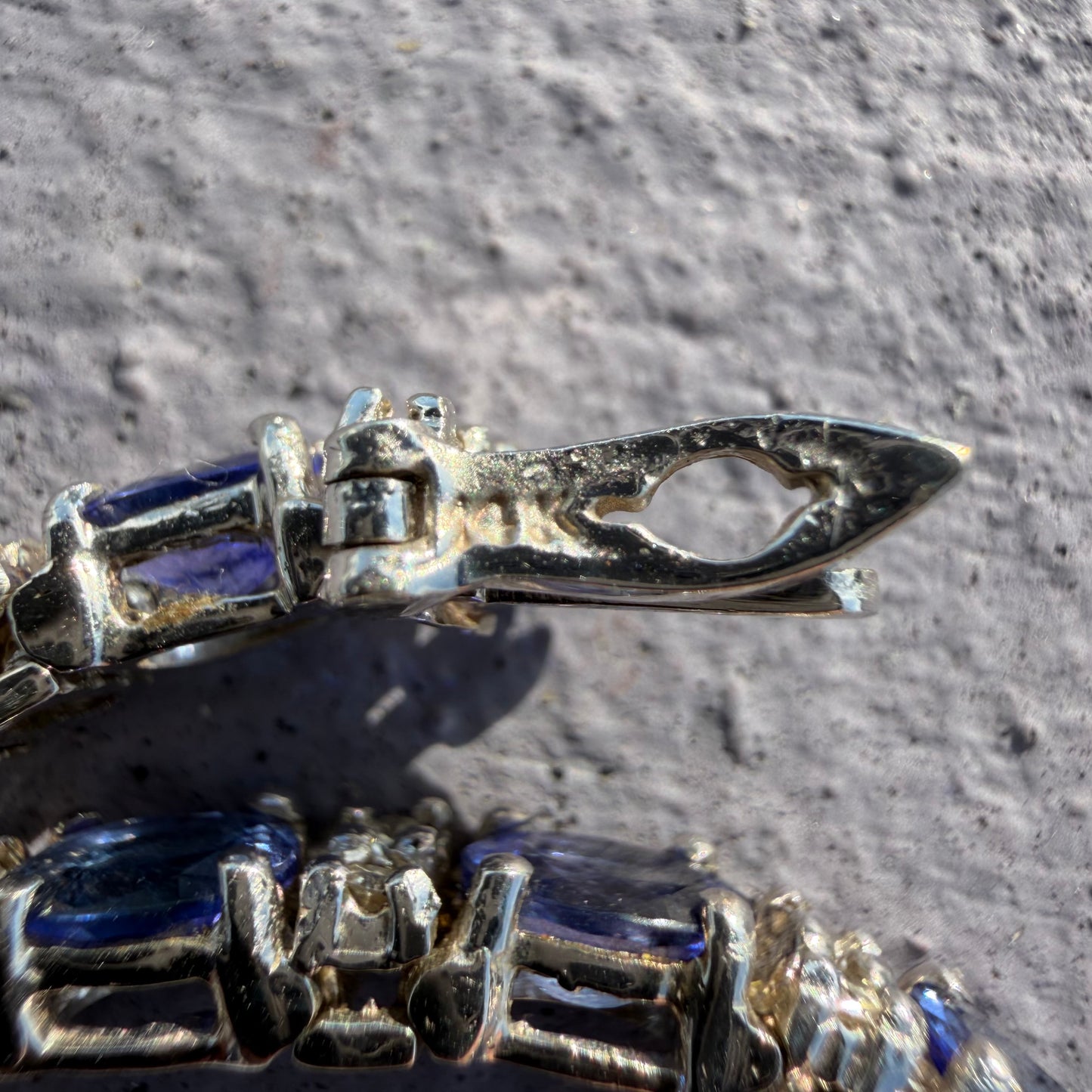 Vintage Solid 14k White Gold 11.0ctw Natural Tanzanite And Diamond Tennis Bracelet (7.15”)