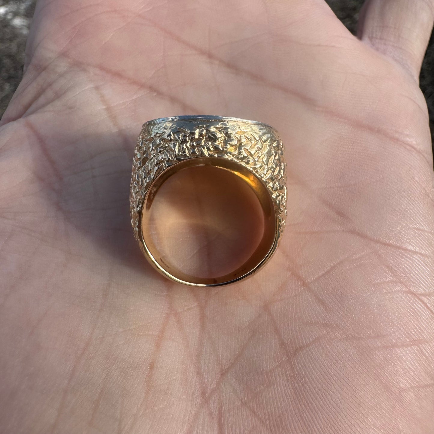 1853 $1 Gold Liberty Coin (22k) Solid 14k Yellow Gold Natural Diamond Halo Nugget Ring (7)