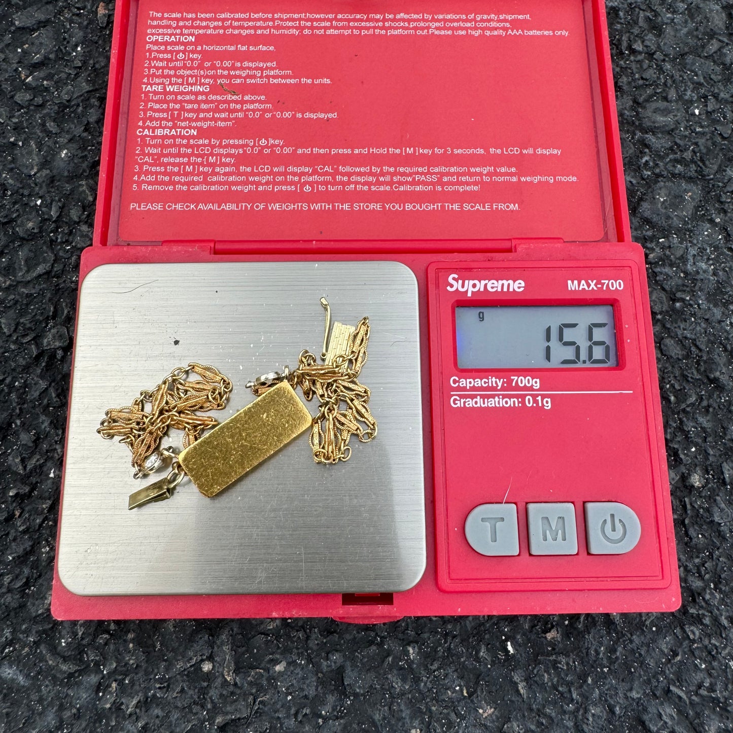 1960’s Degussa Pure 24k Gold 10g Bar .25ctw Diamond Necklace (16”)