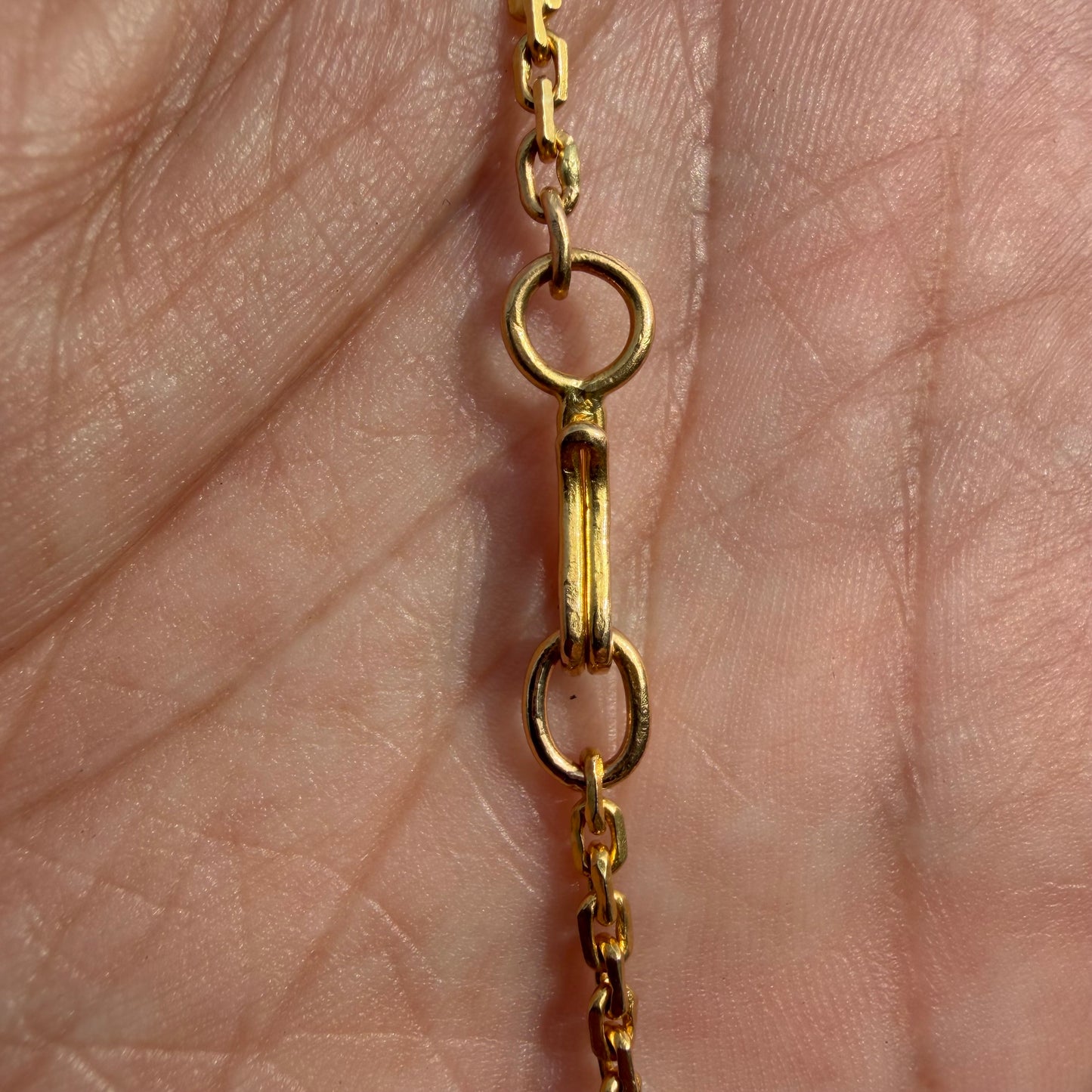 Vintage Solid 22k Yellow Gold Anchor Link Baht Chain Necklace (25.5”)