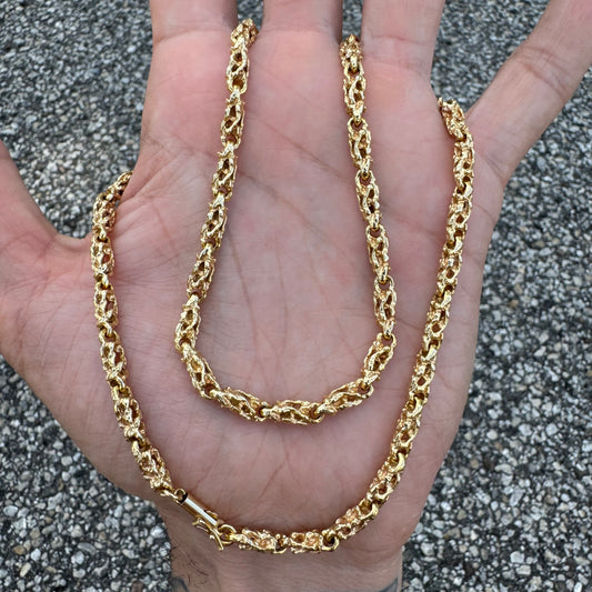 1970’s Solid 14k Yellow Gold Heavyweight Nugget Link Necklace (20.25”)