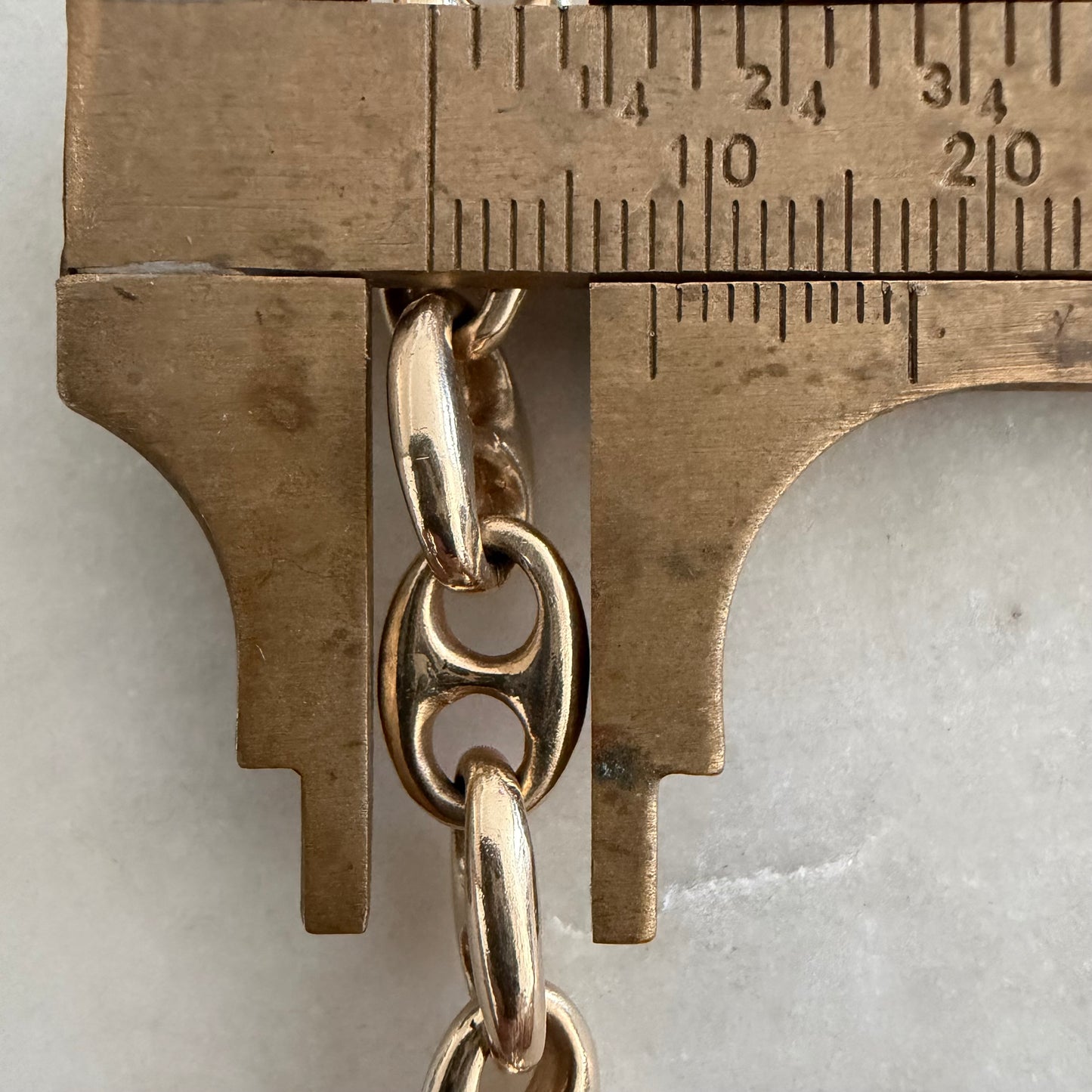 Vintage Fully Solid 14k Yellow Gold Heavyweight Chaine D’ Ancre Puffed Mariner Link Bracelet (7.5”)