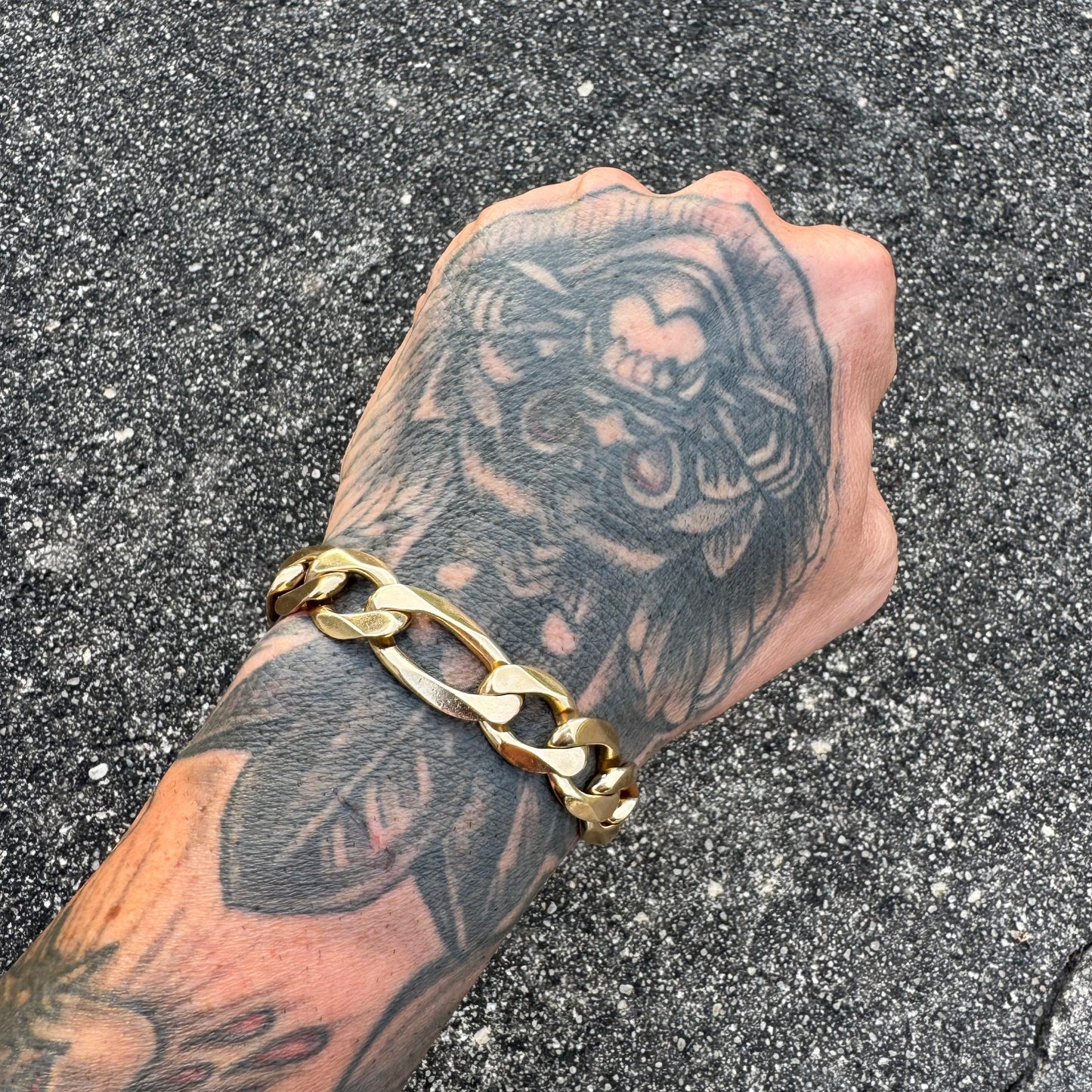 Vintage Solid 14k Yellow Gold Heavyweight Figaro Link Bracelet (8”)