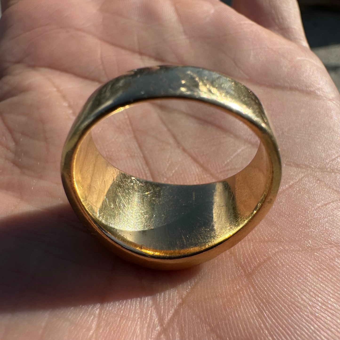 Vintage 14k Yellow Gold Raw 24k Nugget Inlaid .50Ct Natural Diamond Ring (11.5)