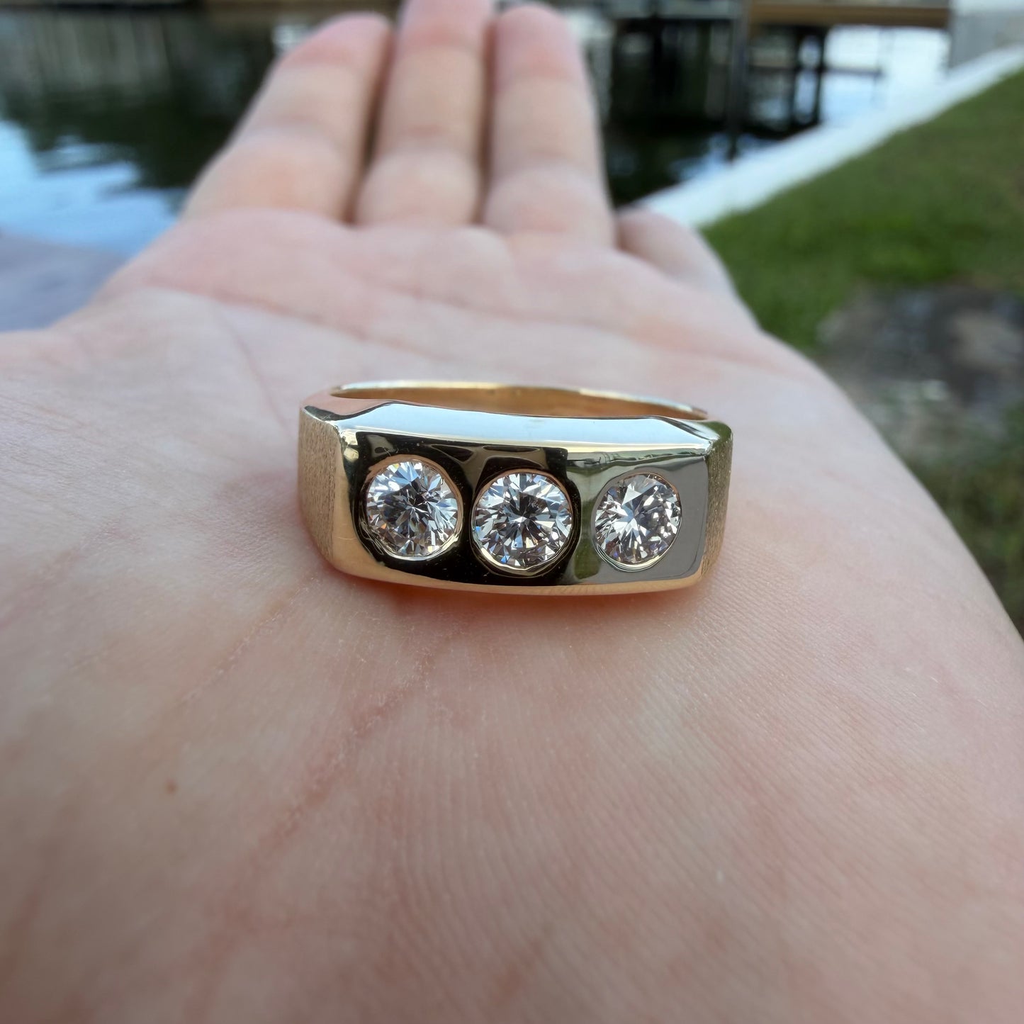 Vintage Solid 14k Yellow Gold .75ctw Natural Diamond Trilogy Ring (10.5)
