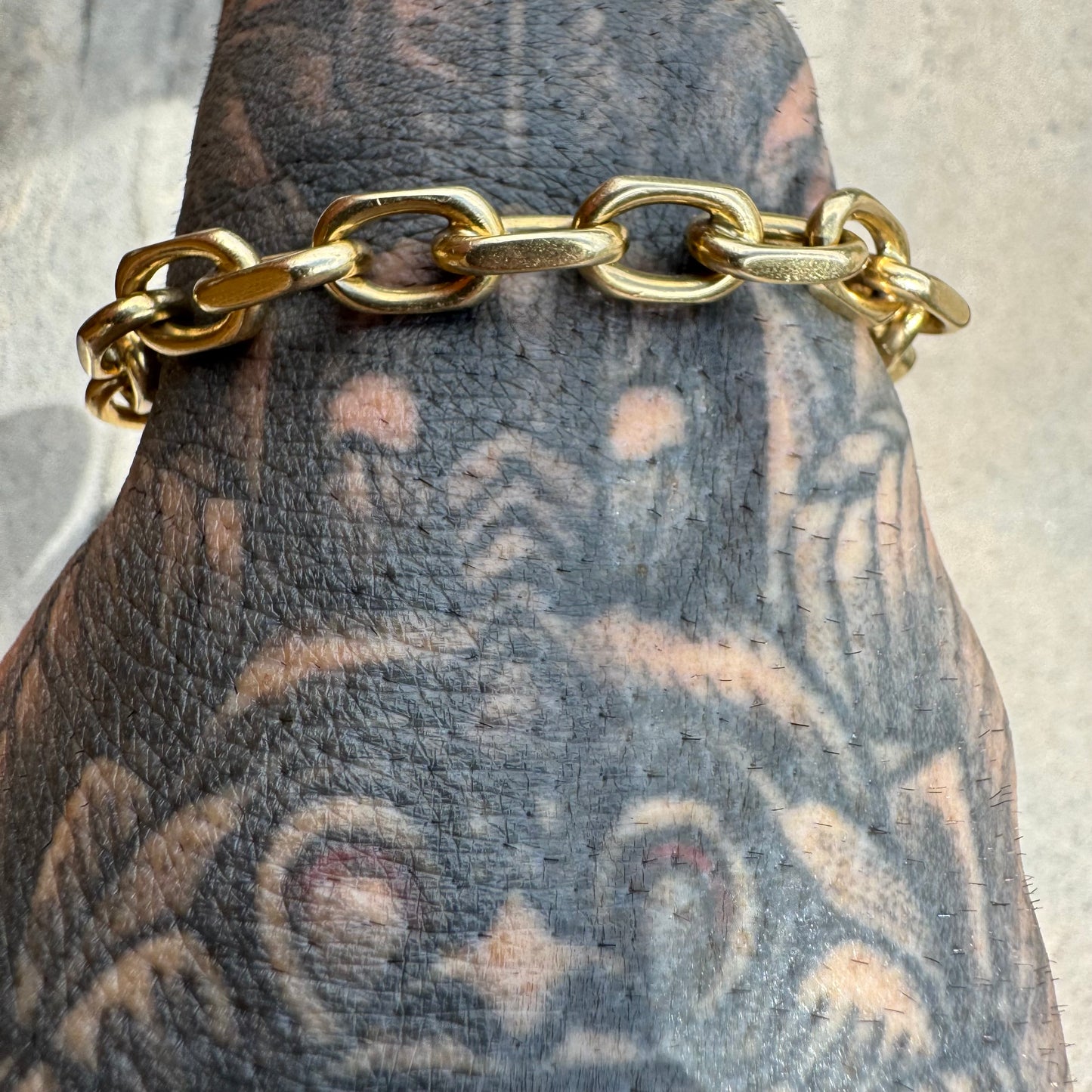 Vintage Solid 14k Yellow Gold Heavyweight “Biker Chain” Anchor Link Bracelet (9.5”)