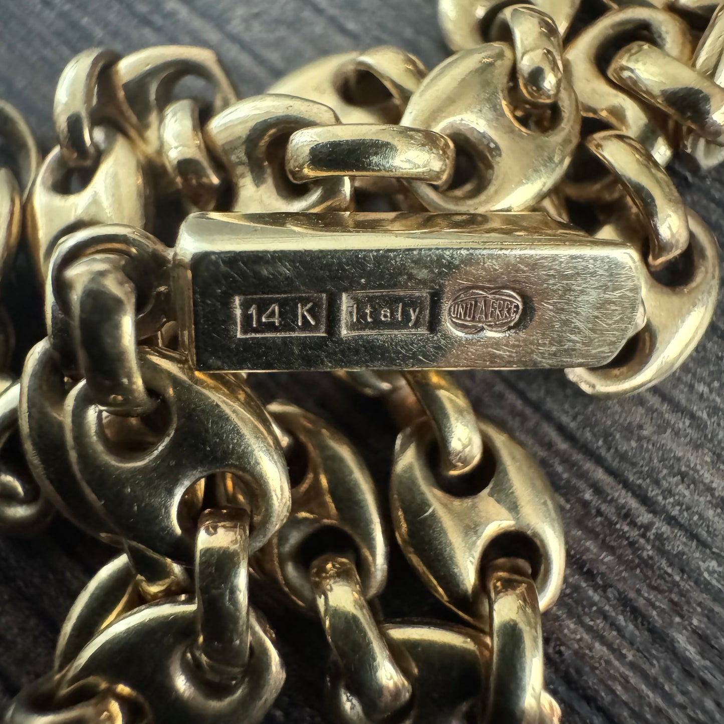 1970’s UnoAerre Solid 14k Yellow Gold Puffed Mariner Link Bracelet (7.5”)