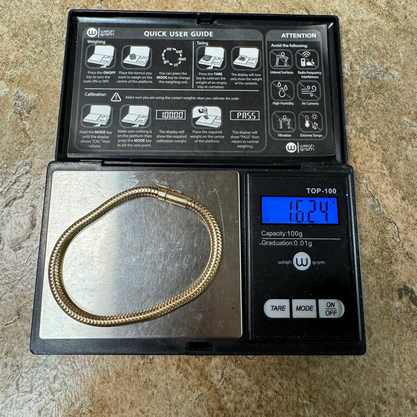 1980’s Solid 14k Yellow Gold Chunky Snake Chain Bracelet (6.75”)