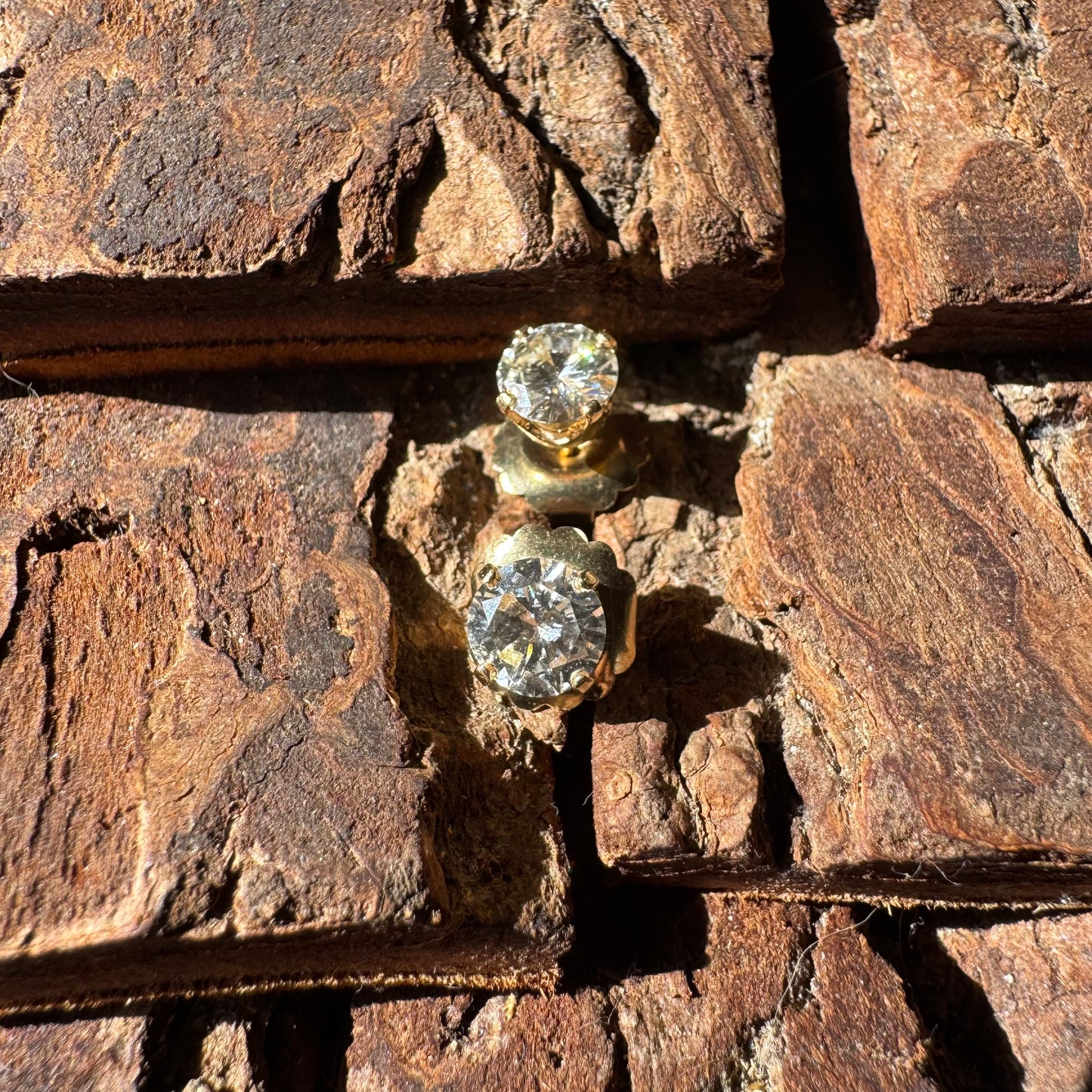 Vintage 2.0ctw Natural Diamond 4 Prong 14k Yellow Gold Stud Earrings