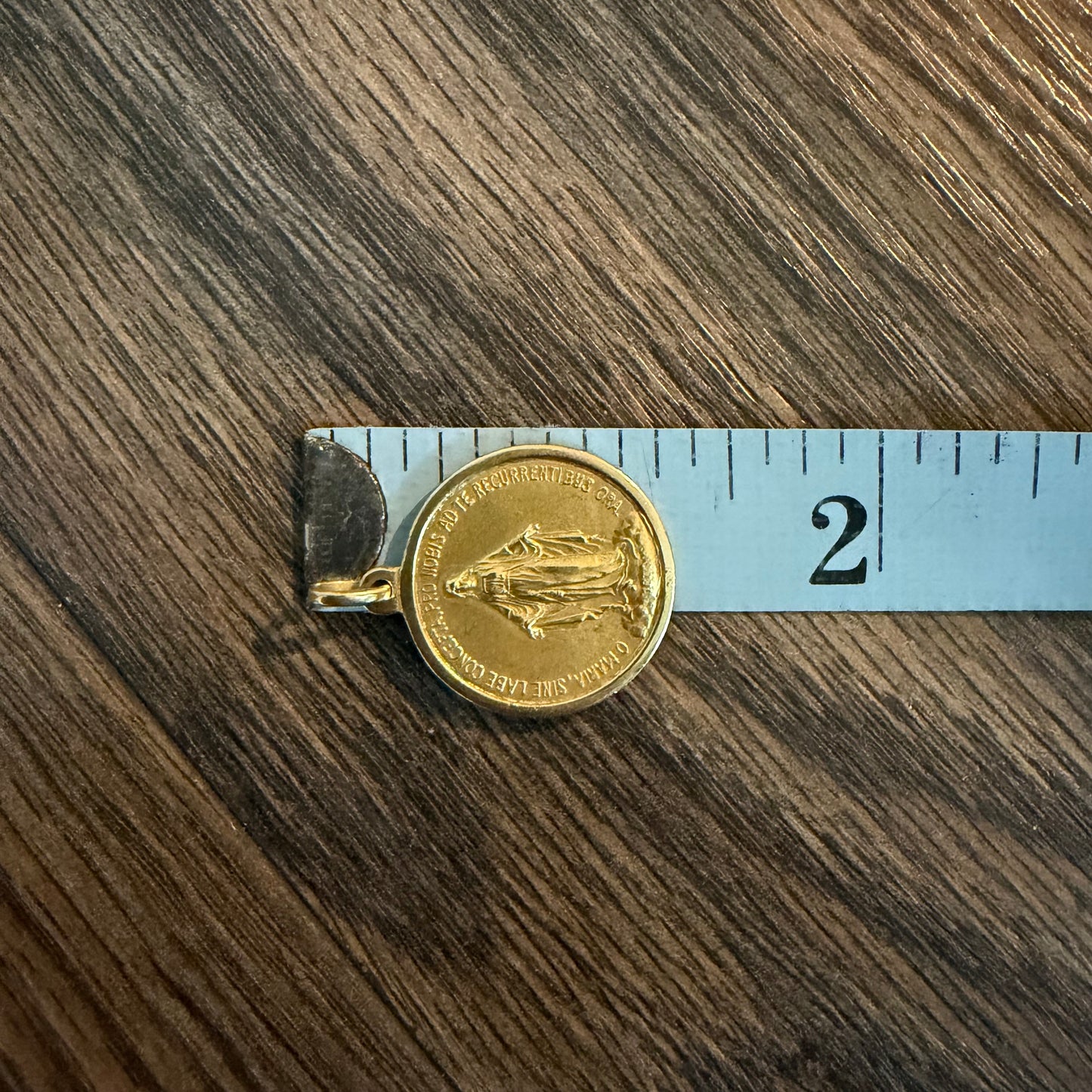 Art Deco Solid 18k Yellow Gold Virgin Mary Miraculous Medallion Pendant