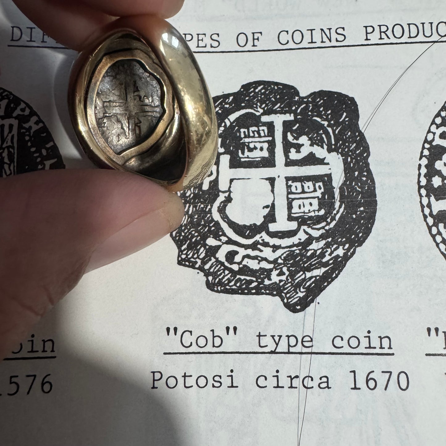 1670’s Spanish Cob 14k Yellow Gold Coin Ring (11.5)