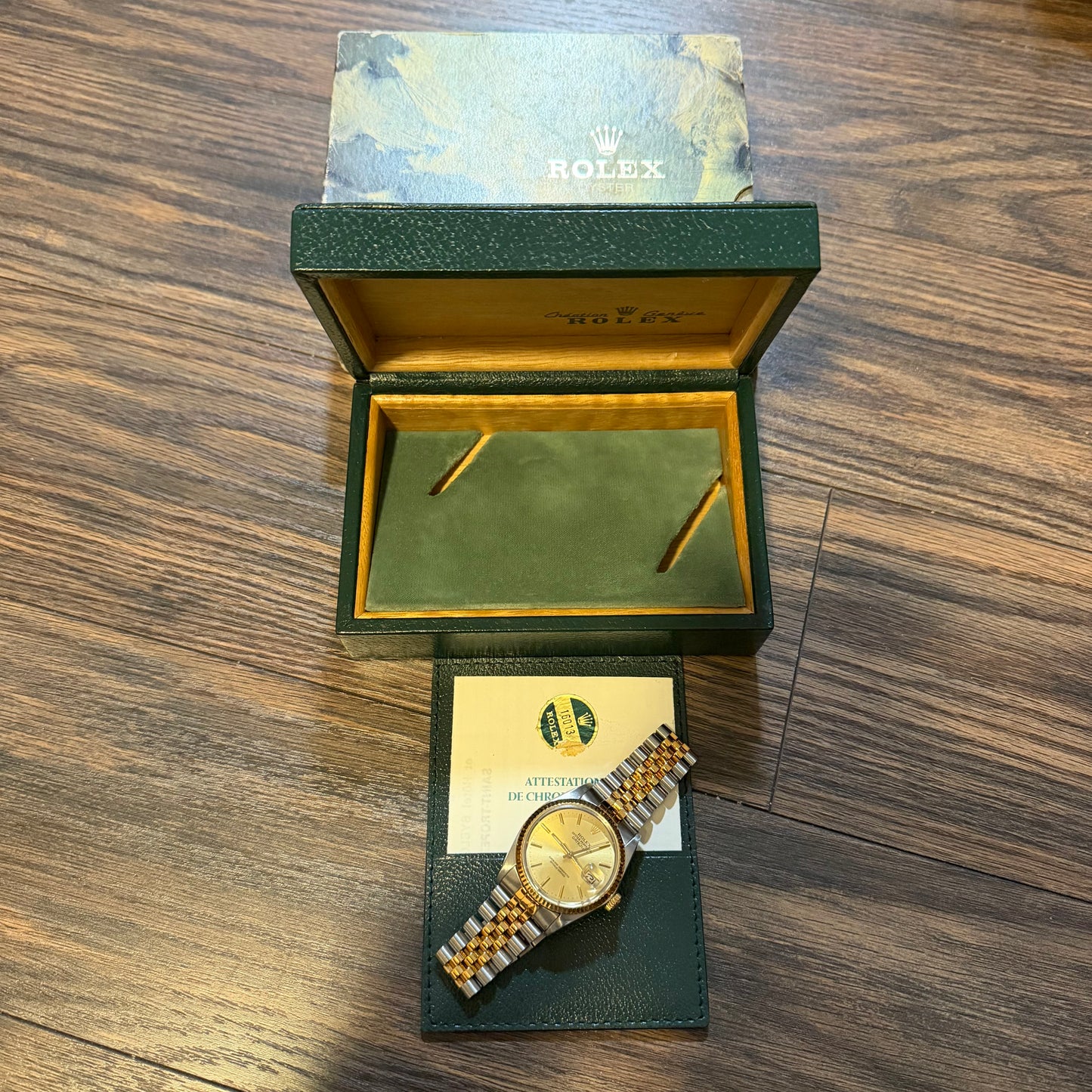 Vintage Solid 14k Yellow Gold 3.5Ctw Natural Diamond Classic Line Style Tennis Bracelet And Rolex Datejust 16013