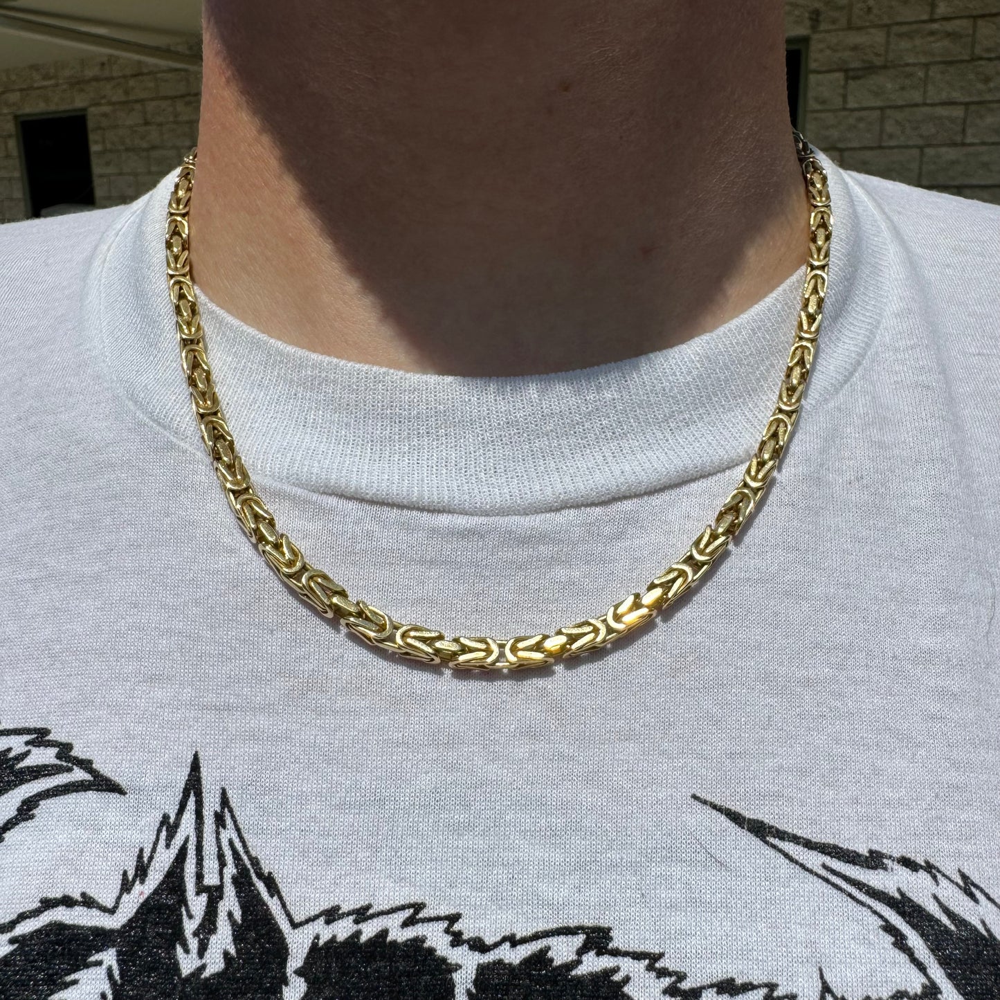 1970’s Solid 18k Yellow Gold Heavyweight Byzantine Link Necklace (18.25”)