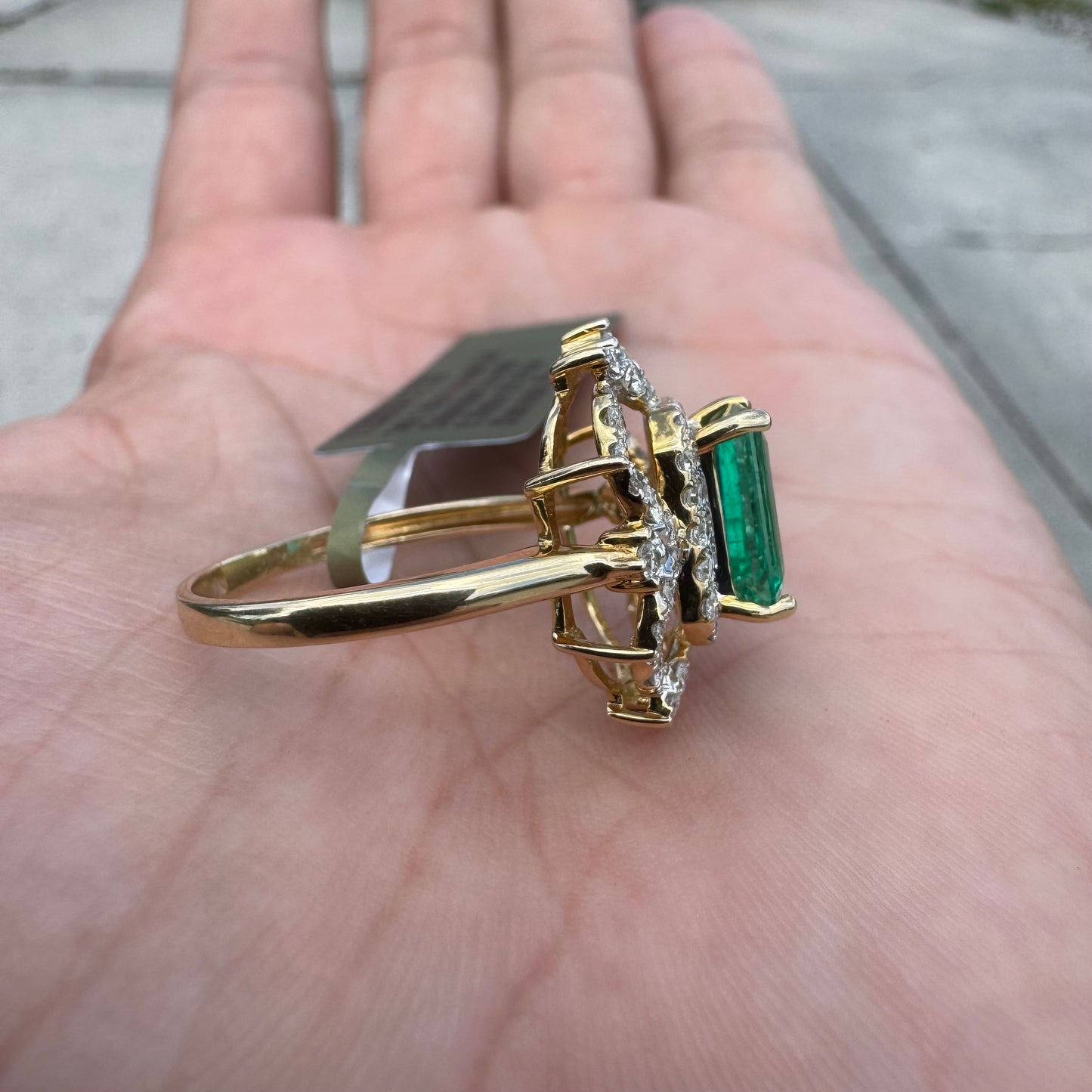 Brand New 14k Yellow Gold 1.62ct Natural Columbian Emerald .76ctw Natural VS White Diamond Ring (8)