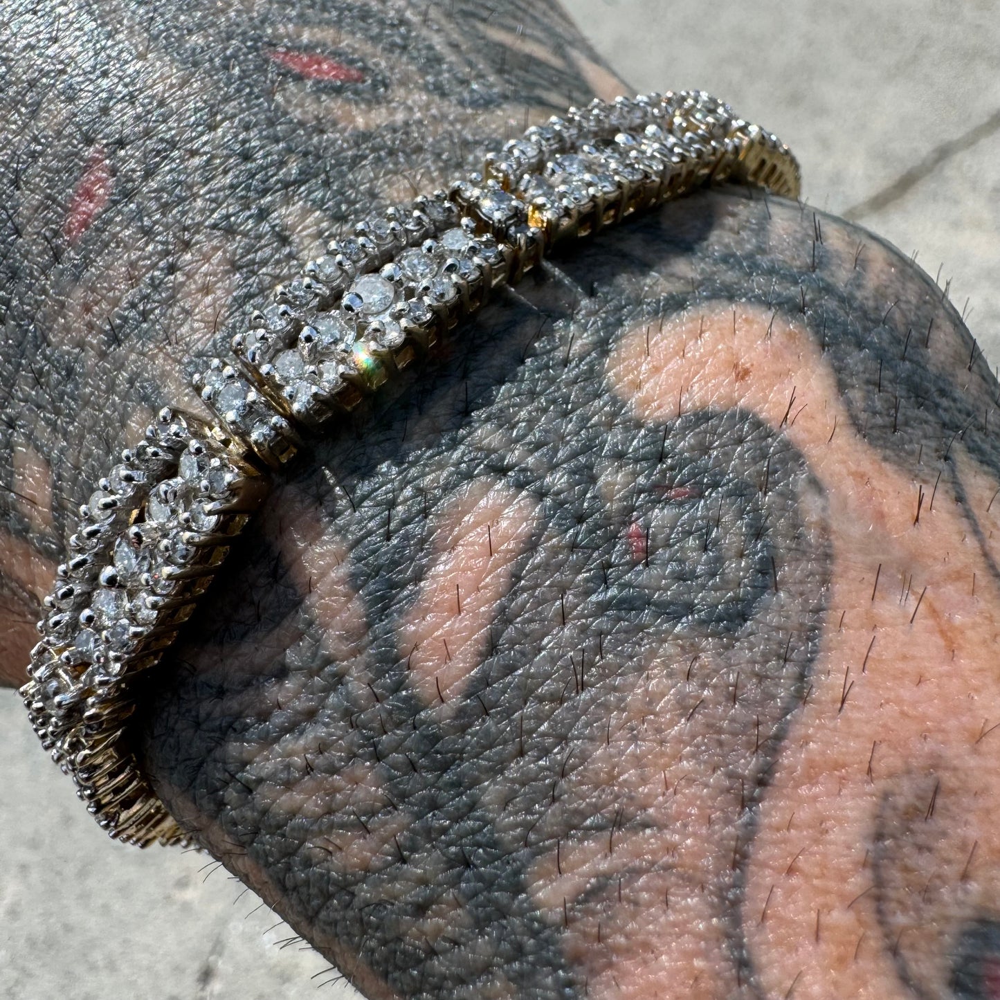 Vintage Heavyweight 14k Gold 3.6ctw Natural Diamond Bracelet (8”)