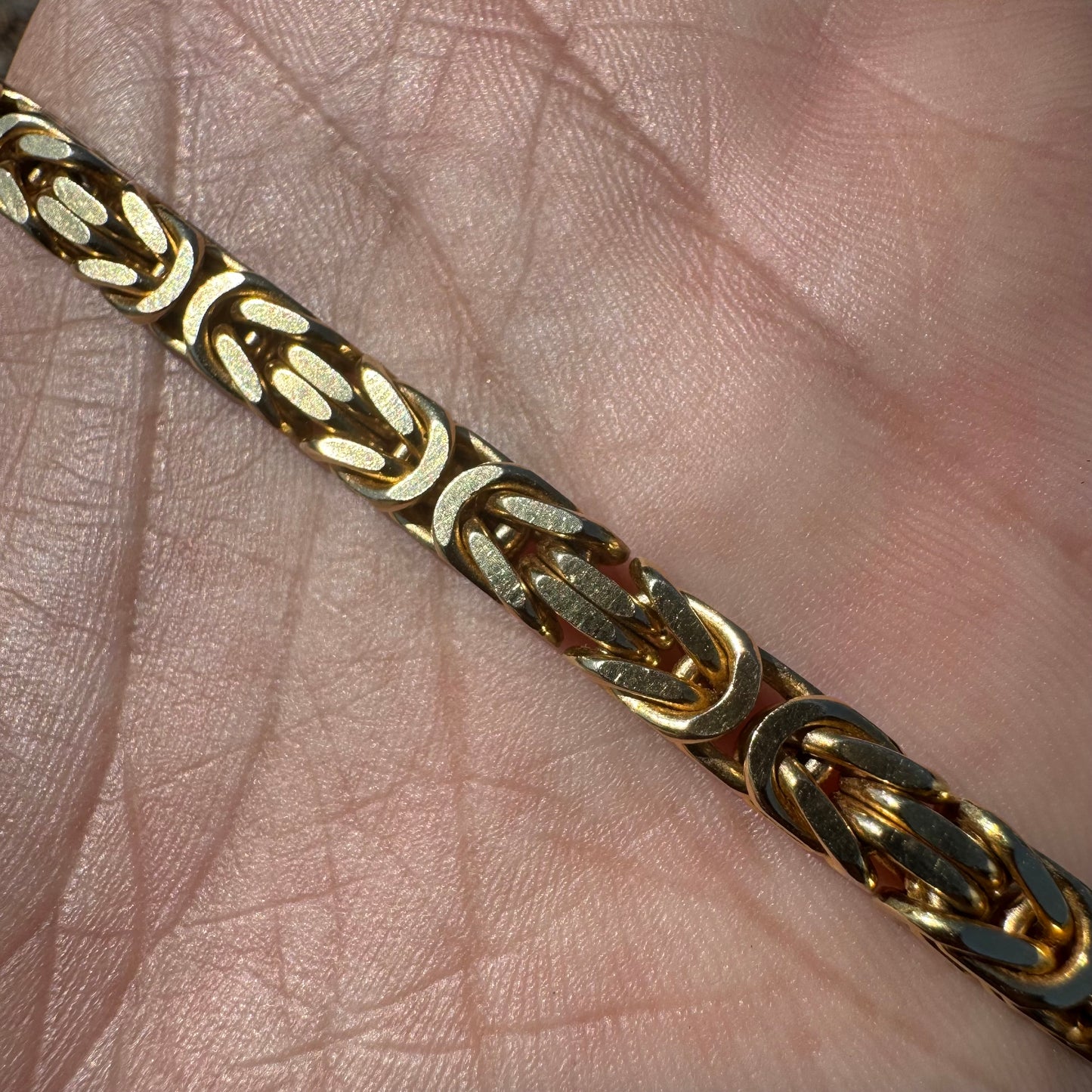 Vintage Solid 14k Yellow Gold Heavyweight Byzantine Link Necklace (20.5”)