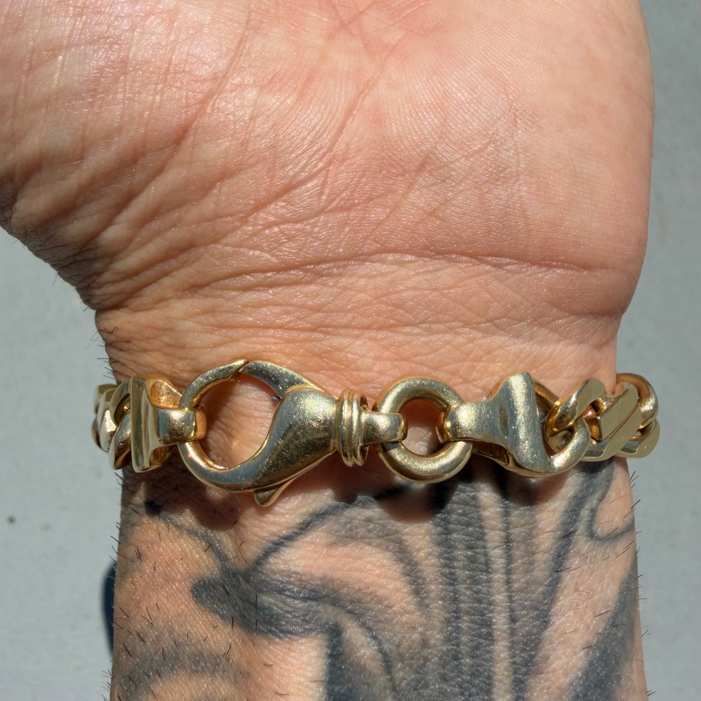 Vintage Solid 14k Yellow Italian Gold Super Heavyweight Tony Soprano Link Bracelet (8”)