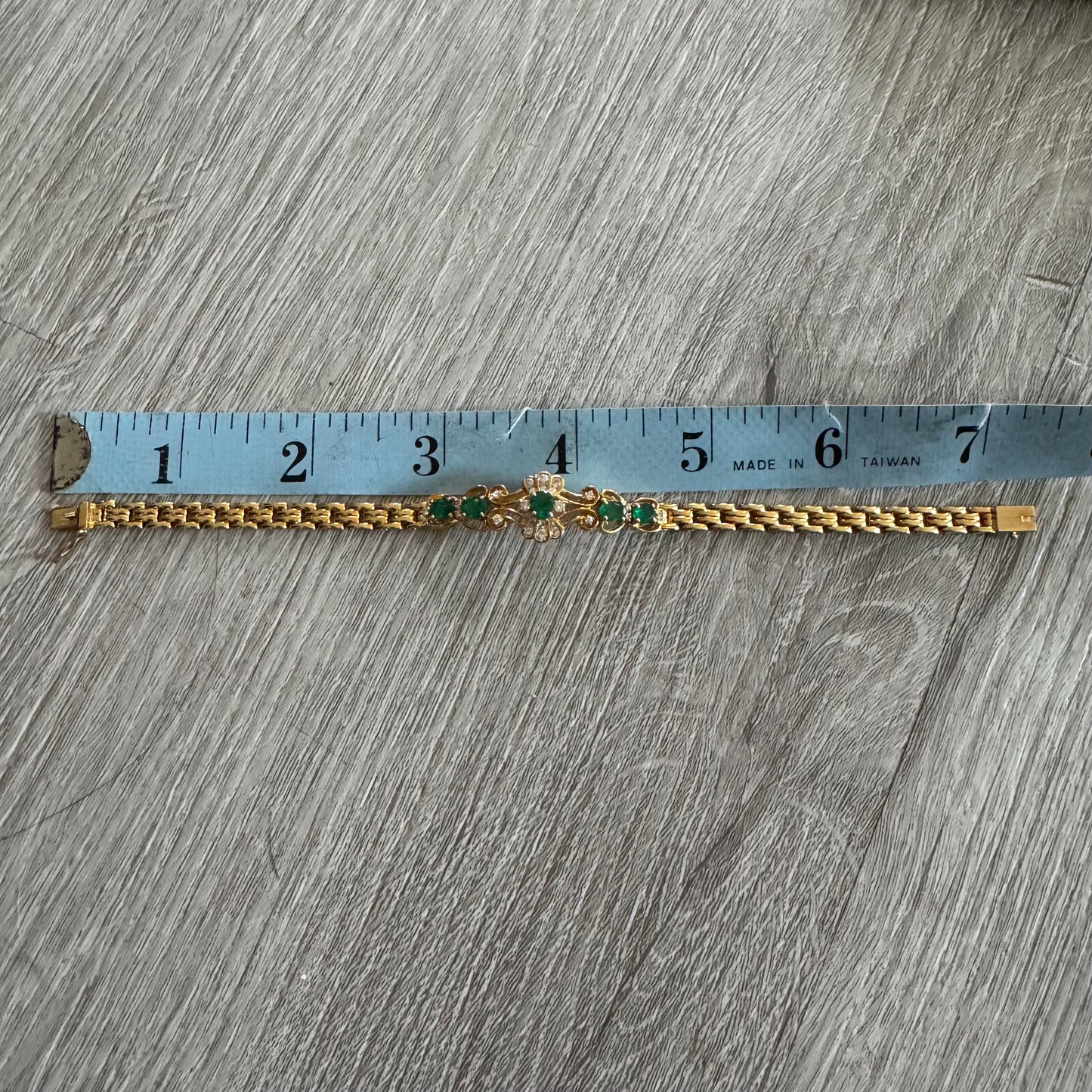 Vintage 18k Yellow Gold 3.25ctw Natural Columbian Emerald And Diamond Panther Link Bracelet (7.25”)