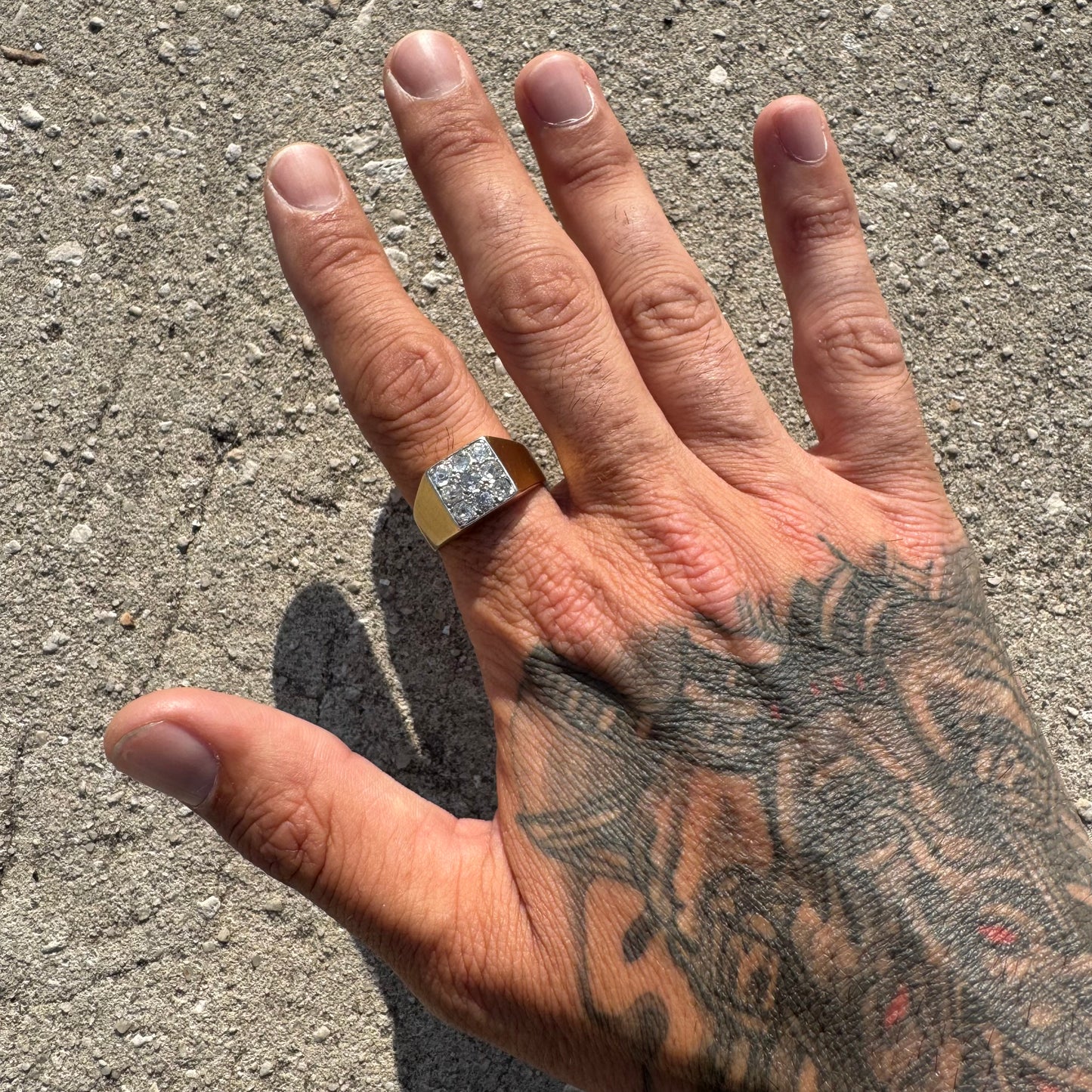 Antique 18k Yellow Gold 1.35ctw Natural Old Mine Cut Diamond Cluster Gents Ring (10.75)