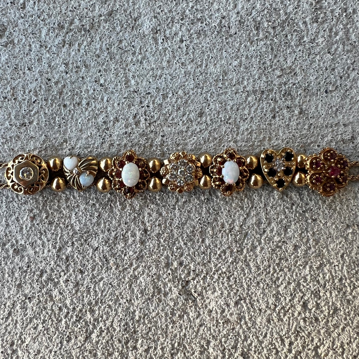 Vintage 14k Precious Gemstone Slider Bracelet By Richard Klein (7.5”)