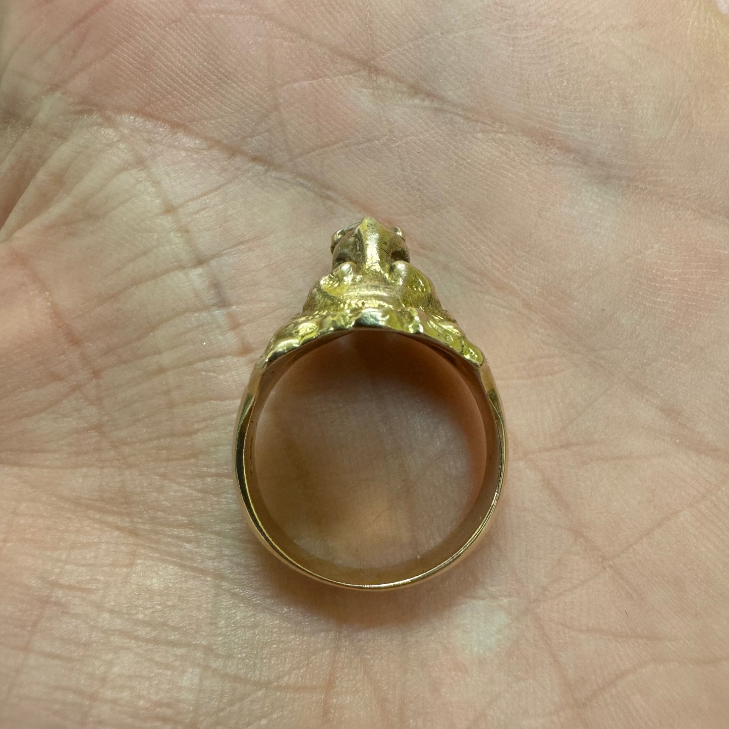 Victorian Era Solid 14k Yellow Gold .50Ct Natural Old Euro Cut Diamond Lion Ring (7.5)