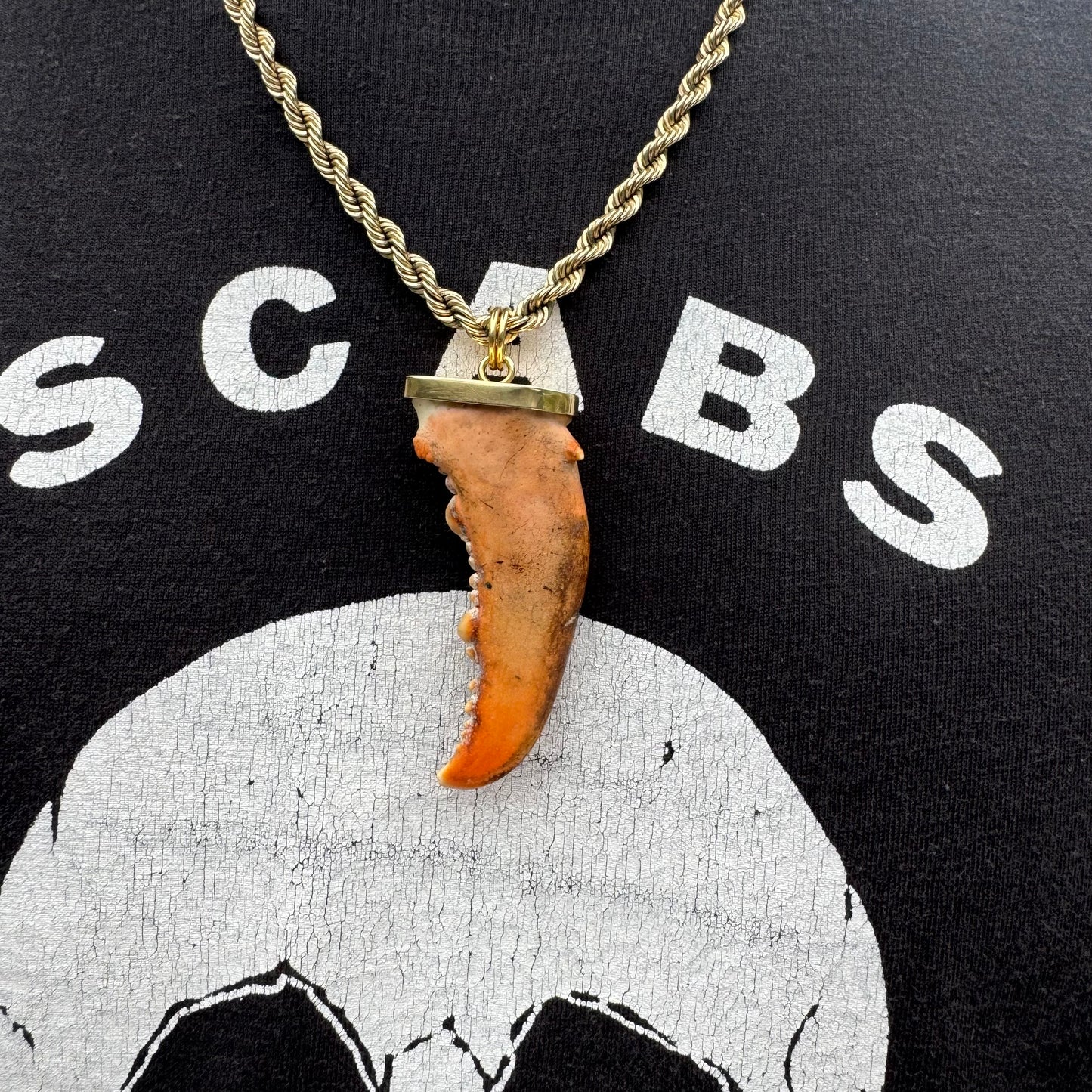 Old 18k Yellow Gold Custom One Of A Kind Handmade Lobster Claw Pendant