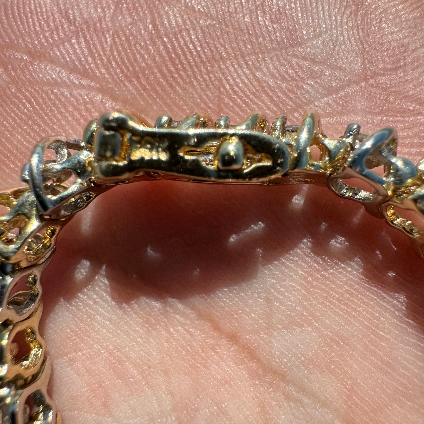 Vintage 14k Two-Tone 2.0CTW Natural Diamond S-Link Tennis Bracelet (7”)