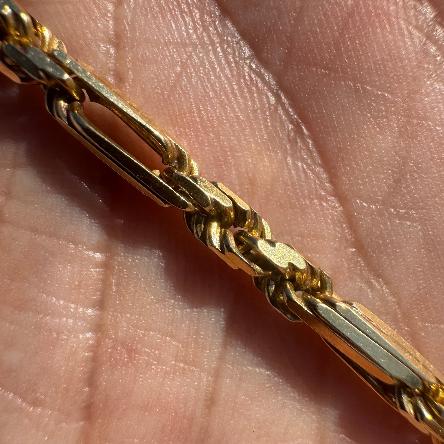 1990’s Solid 14k Heavyweight Diamondcut Yellow Gold “Figarope” Necklace (20”)