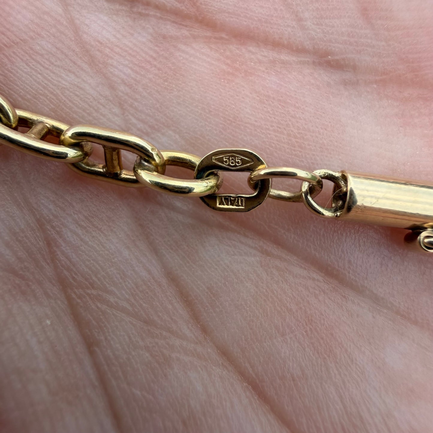 Vintage Balestra Solid 14k Yellow Italian Gold Classic Chaine D’ Ancre Mariner Link Necklace (21”)