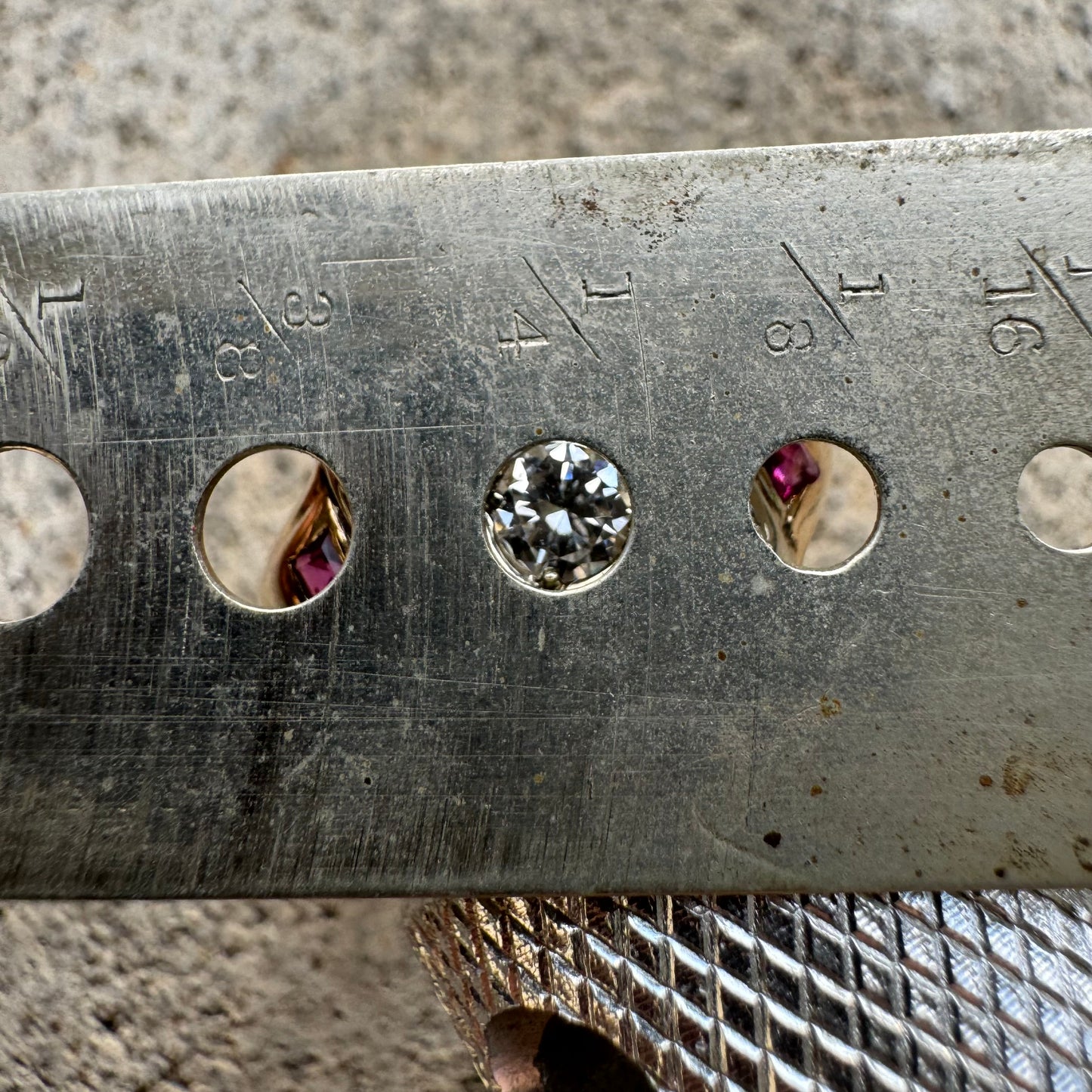 Mid Century Natural VS Quality Diamond And Ruby Mafioso Gents Ring (10.5)