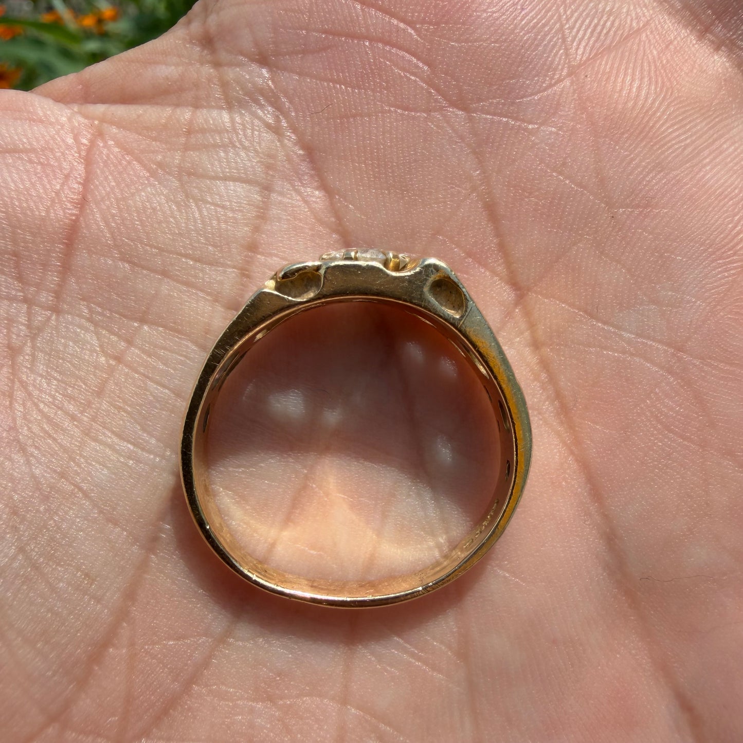 Vintage Solid 14k Yellow Gold .85ct Natural Old Euro Cut Diamond Solitaire Nugget Ring (11.5)