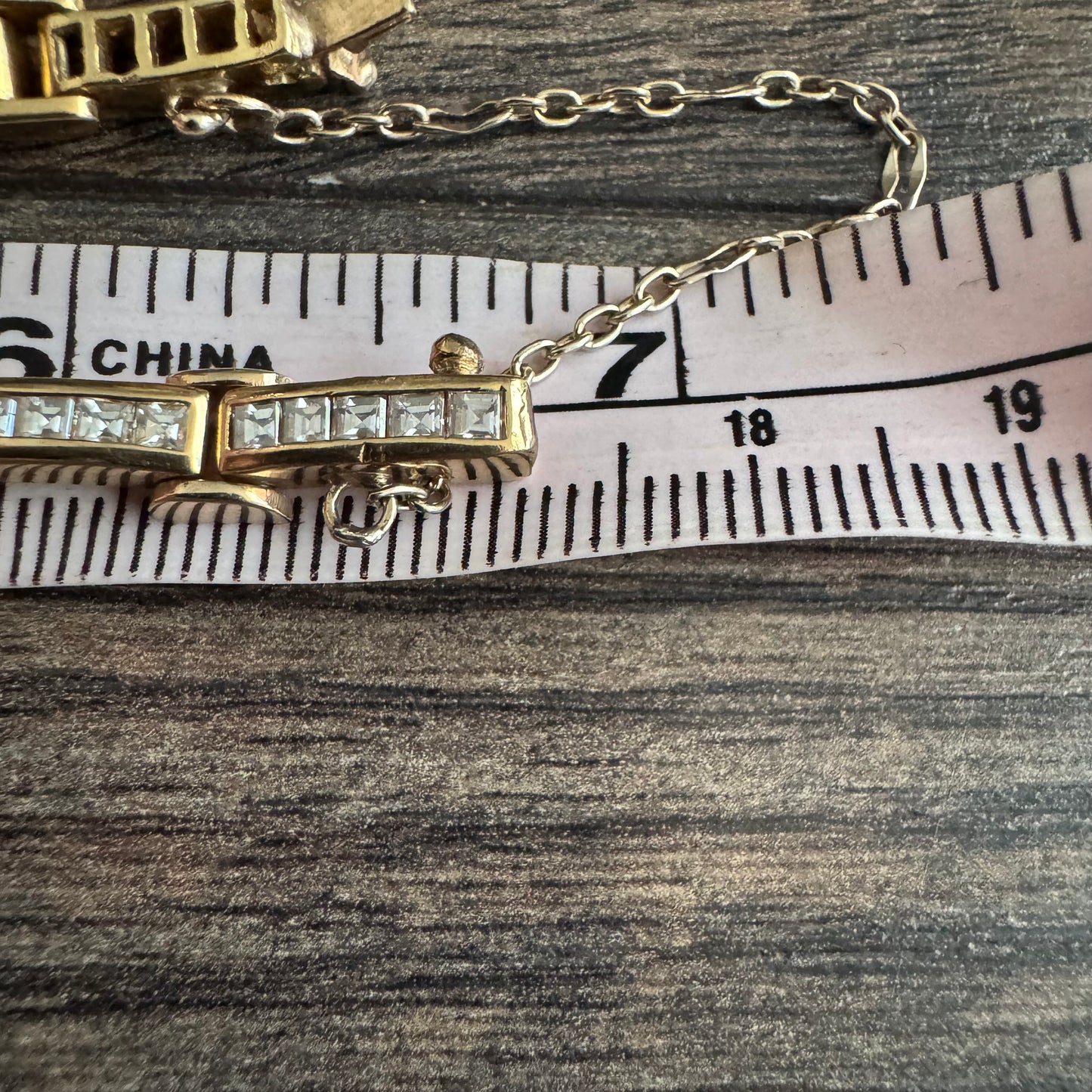 Vintage Custom Hand Crafted Solid 18k Yellow Gold 3.5CTW Natural Princess Cut Diamond Bracelet (6.5”)