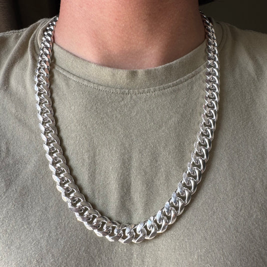 Brand New Solid Sterling/.925 Silver Super Heavyweight Miami Cuban Link Necklace (24”)